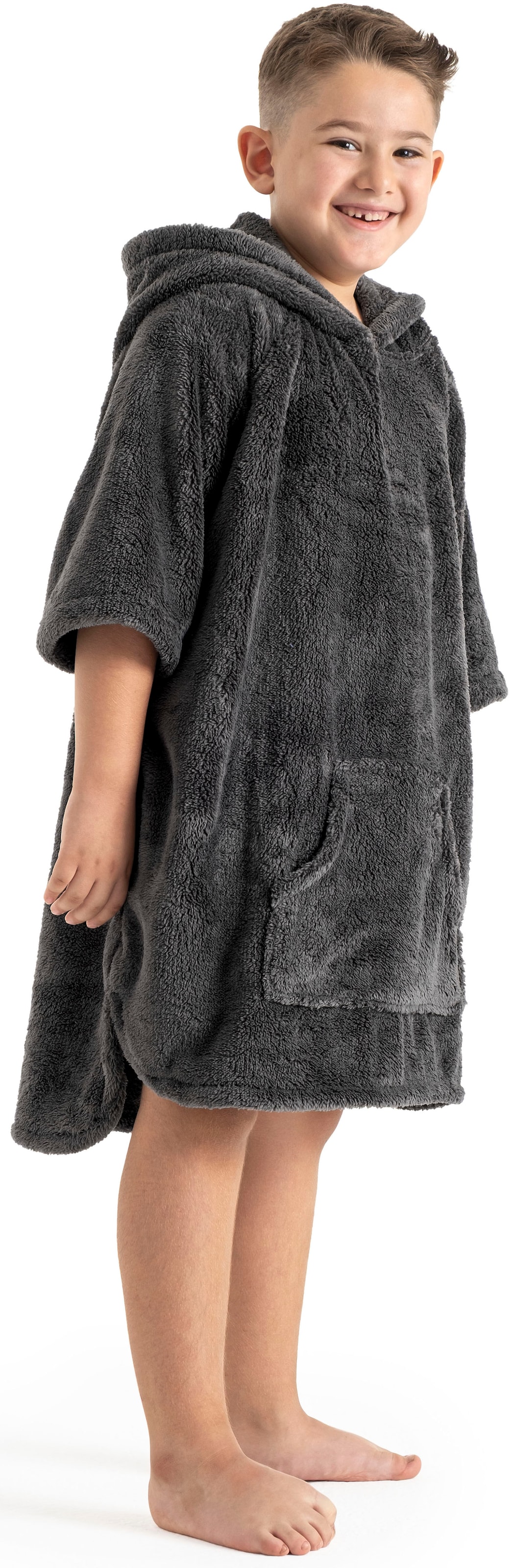 my home Badeponcho »Lillou, für Kinder, ideal für Urlaub oder im Schwimmbad«, (1 St.), weich und kuschelig, Fleece, plüsch, Surfponcho