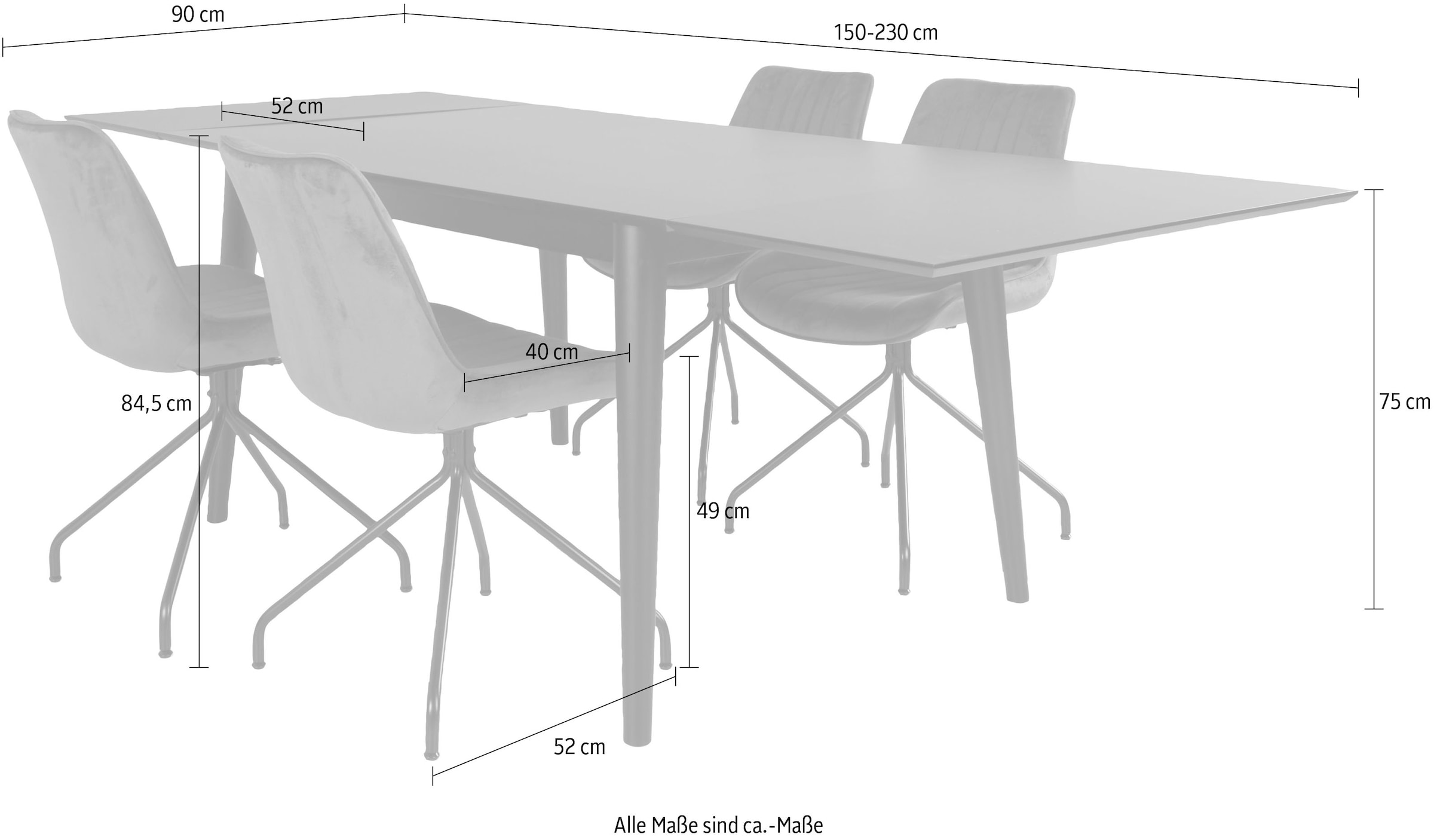 Tisch Essgruppe »Odense«, Jelmoli-Versand ausziehbarem (Set, 5 | Homexperts tlg.), mit bestellen online