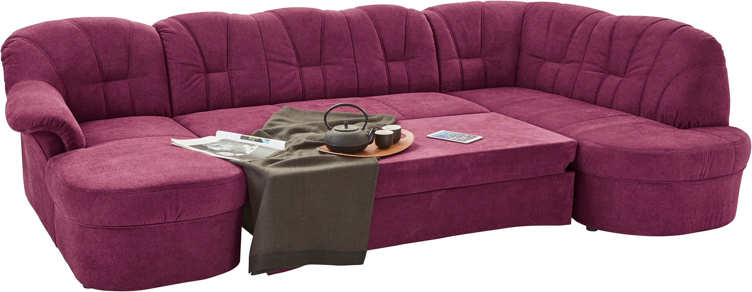 DOMO collection Wohnlandschaft »Papenburg U-Form«, in grosser Farbvielfalt, wahlweise Bettfunktion, frei im Raum stellbar