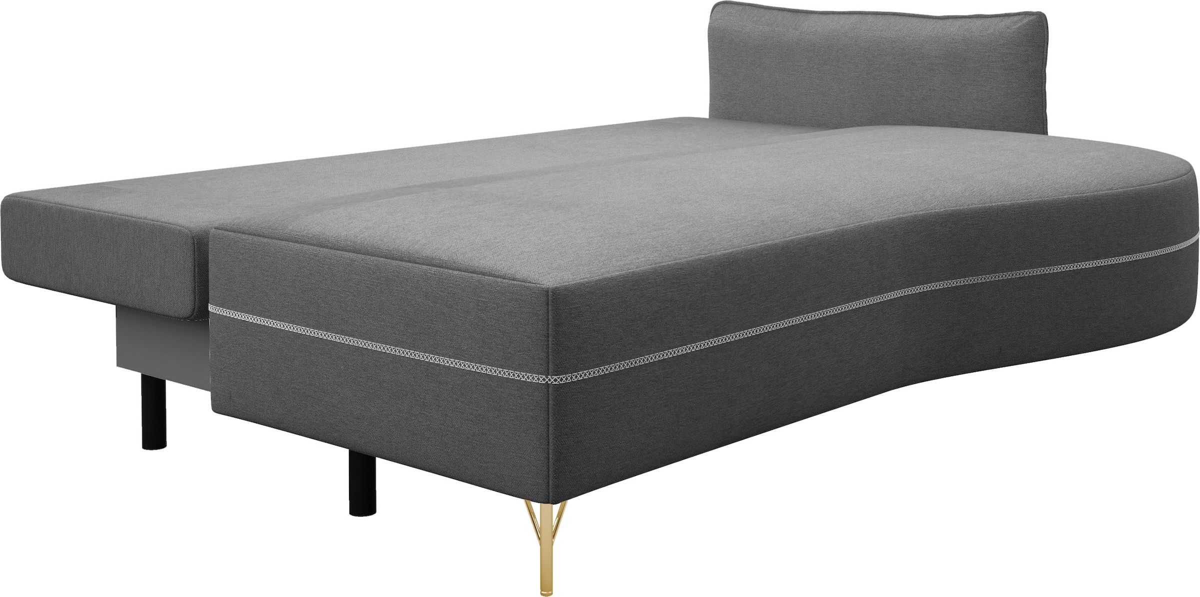 exxpo - sofa fashion Loungesofa »Ortis mit toller Kontrastnaht, Solitärmöbel, bequem, schmale Armlehne«, Schlafsofa mit Bettfunktion und Bettkasten, komfortabler Federkern