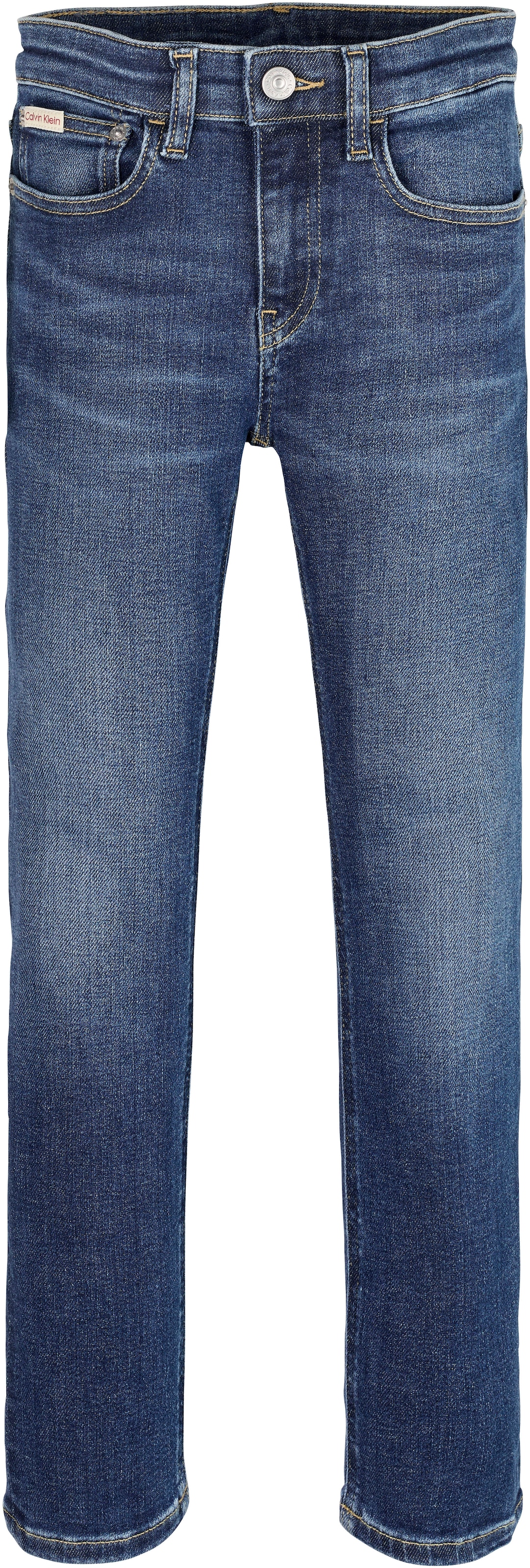 Calvin Klein Jeans Slim-fit-Jeans »DARK BLUE VISUAL SLIM«, für Kinder bis 16 Jahre mit Lederpatch