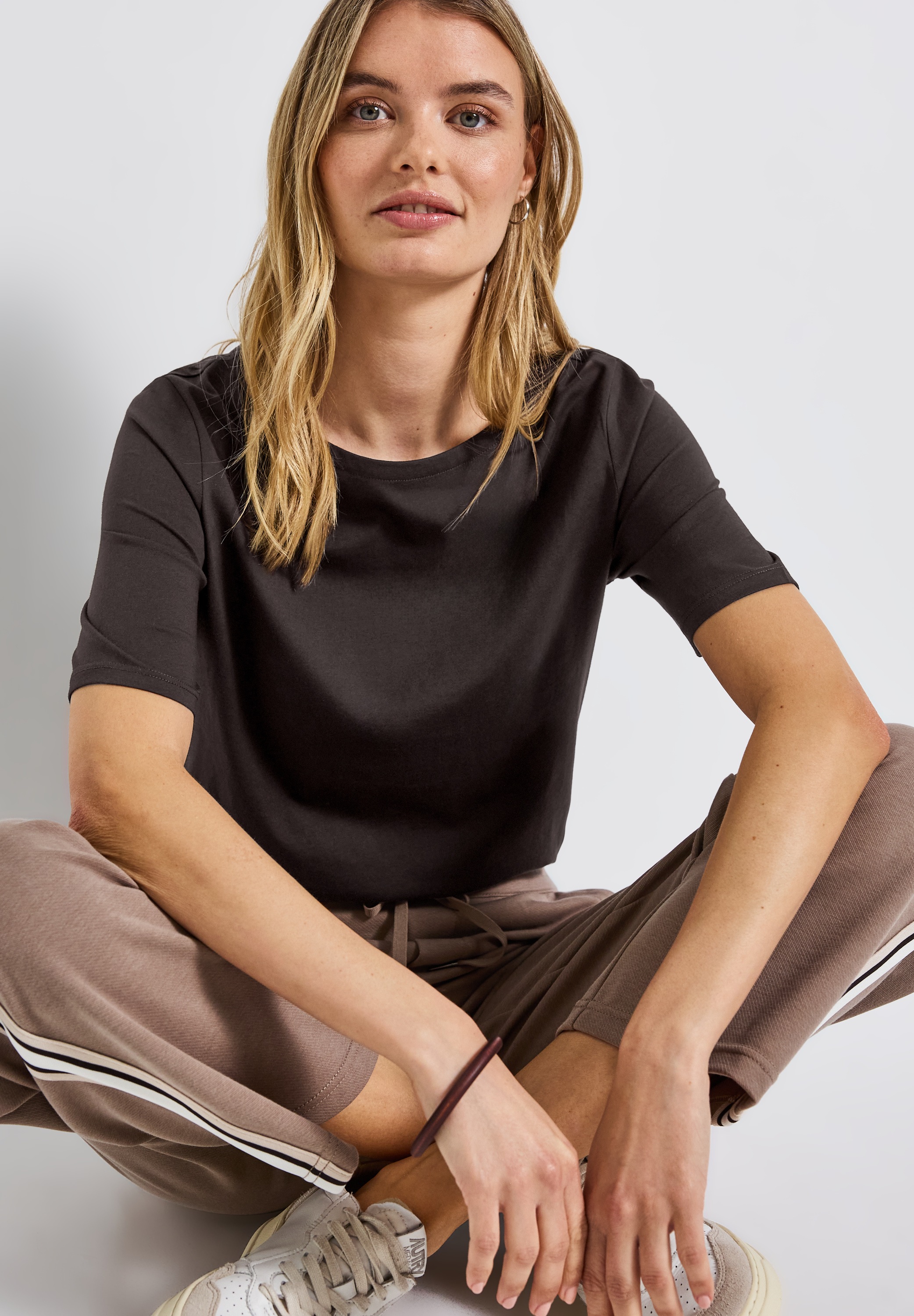 STREET ONE T-Shirt U-Boot Ausschnitt, Basic