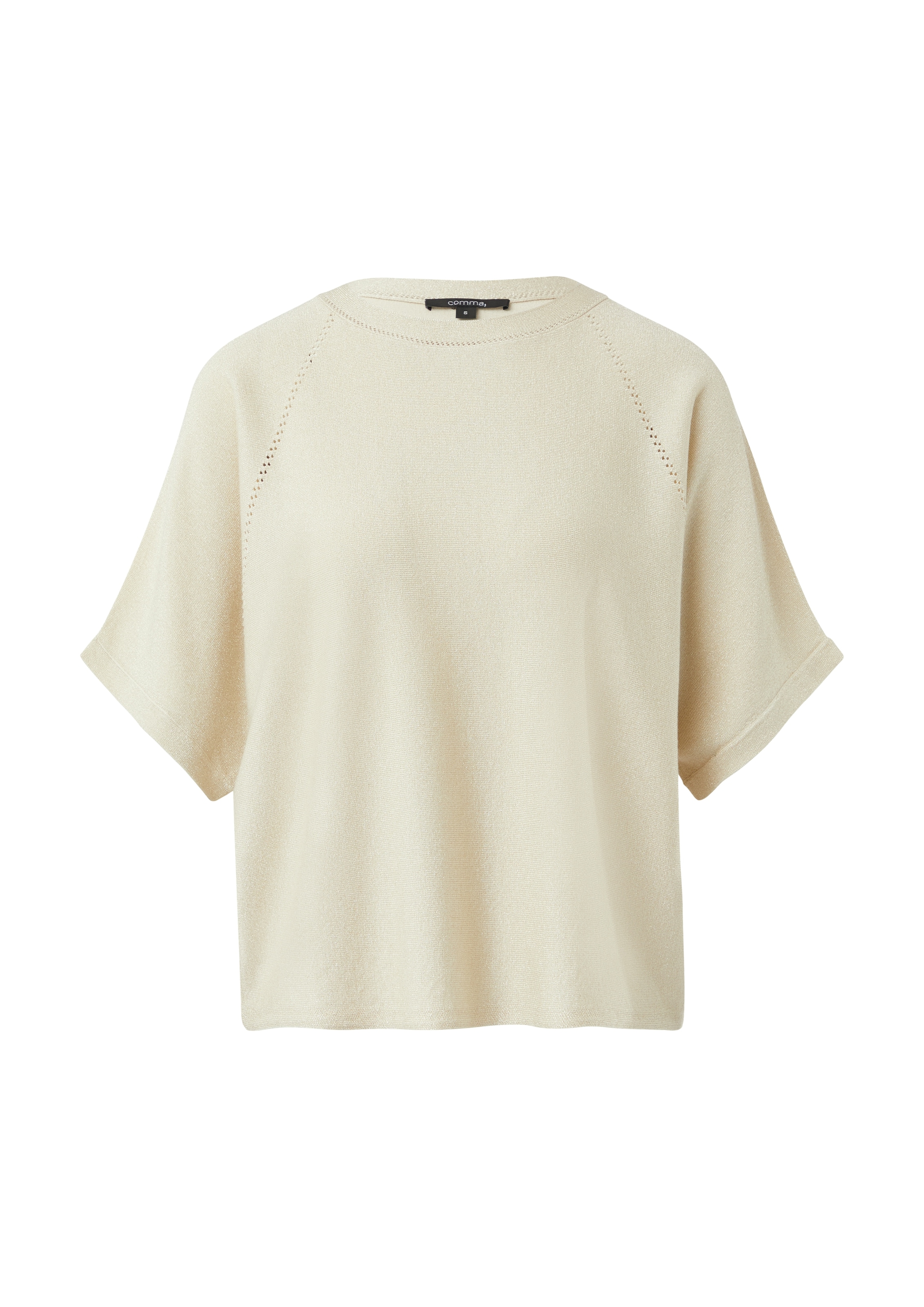 Comma Kurzarmpullover, mit Lochmuster-Details und Rundhals