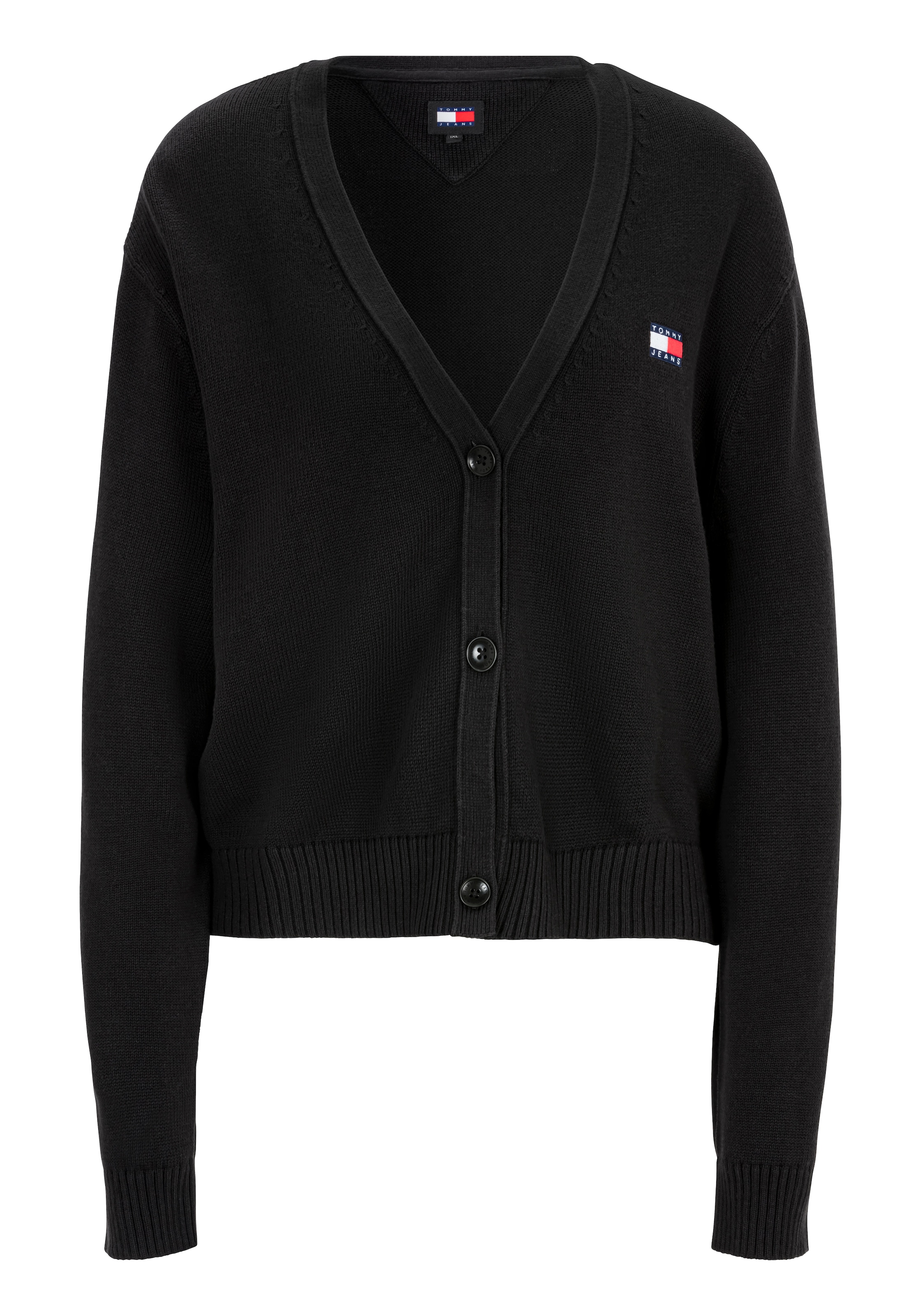 Tommy Jeans Curve Strickjacke »TJW ESSENTIAL BADGE CARDIGAN EXT«, in Grossen Grössen, Logo-Badge