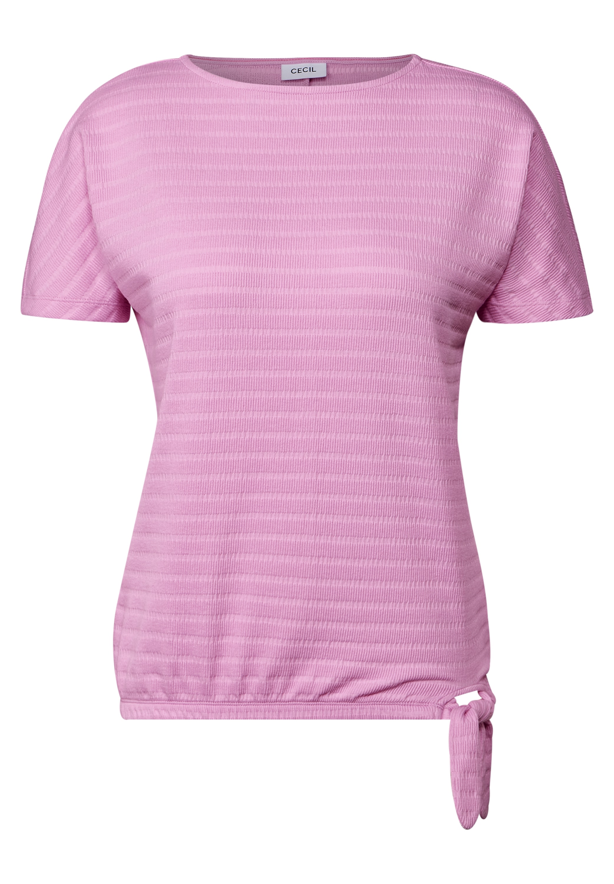 Cecil T-Shirt, in Smok-Optik und mit Knoten-Detail