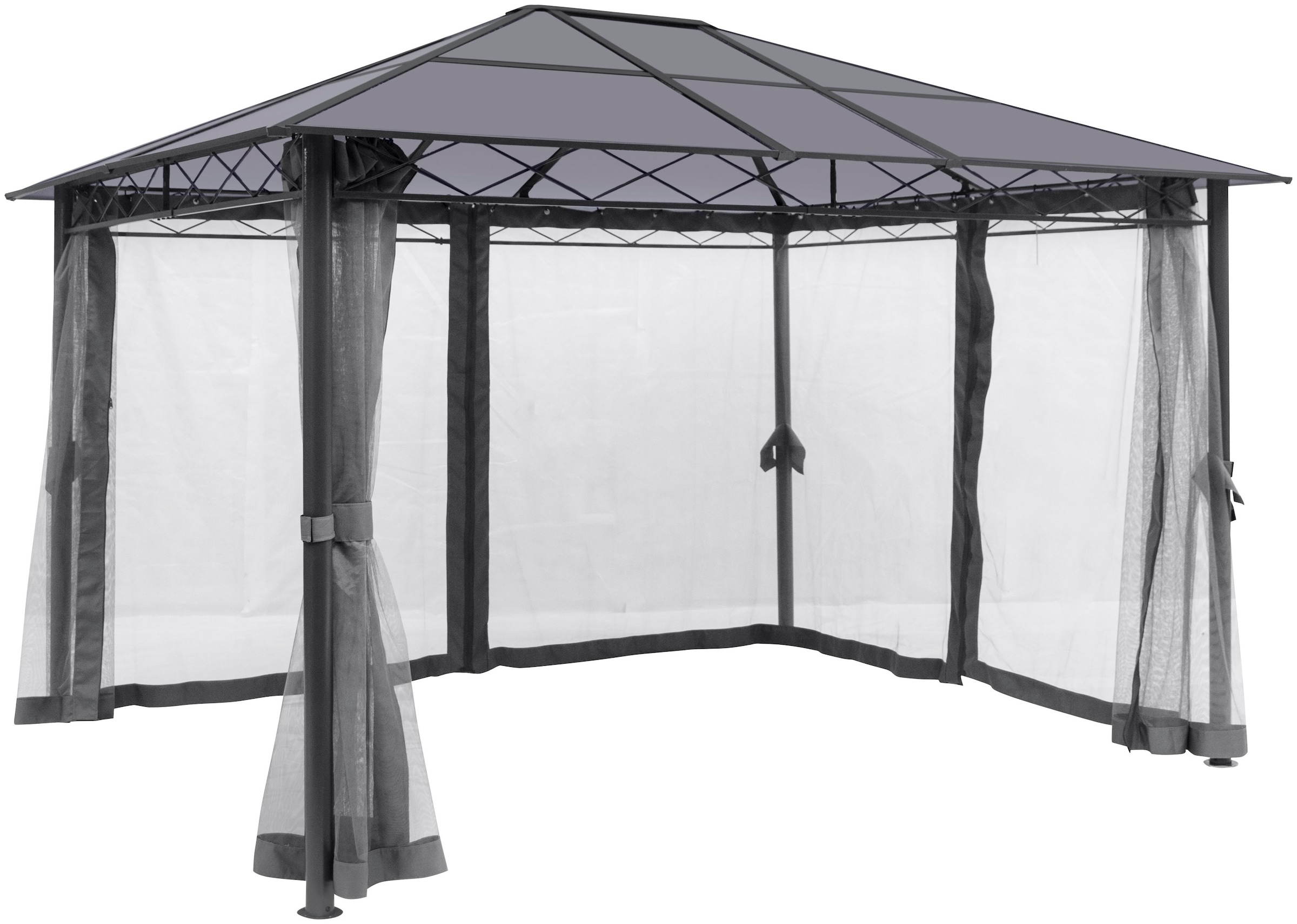 KONIFERA Pavillon »Nizza«, 360x300 cm, Stahlgestell, Polycarbonat-Dachplatten, inkl. Moskitonetze