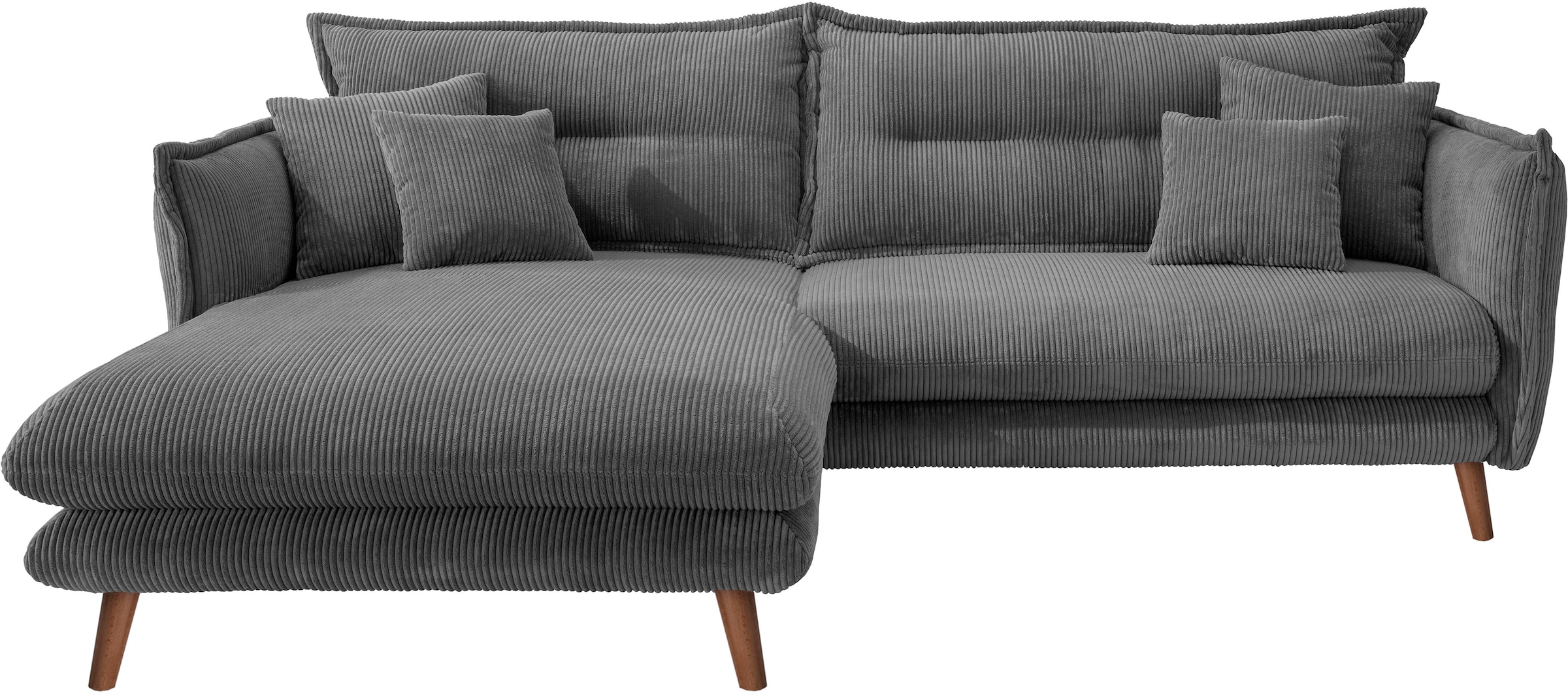 INOSIGN Ecksofa »Lazio modern und bequem, schmale Armlehnen, tolle Detailverarbeitung«, zwei verschiedene Fussfarben wählbar