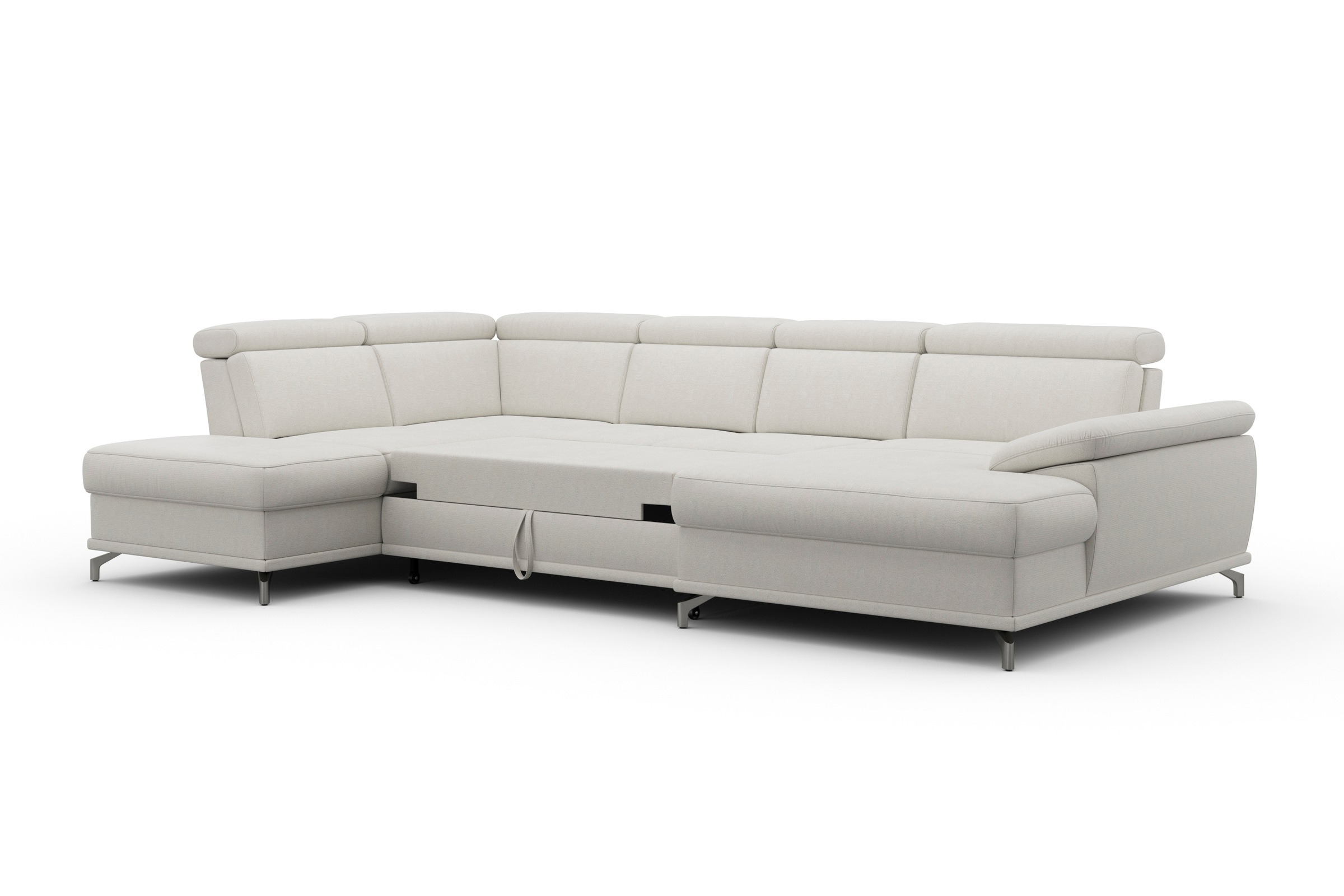 sit&more Wohnlandschaft »Cabrio U-Form, mit Sitztiefenverstellung, Arm- und Kopfteilverstellung«, 3 Nierenkissen, Federkern, optional Bettfunktion und Stauraum