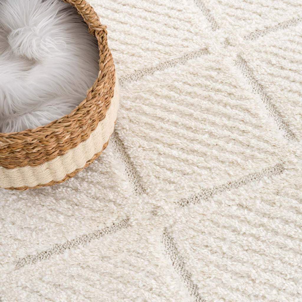 Carpet City Hochflor-Teppich »Focus 2997«, rechteckig, besonders weich, Uni Farben, Rauten-Optik, 3D-Effekt