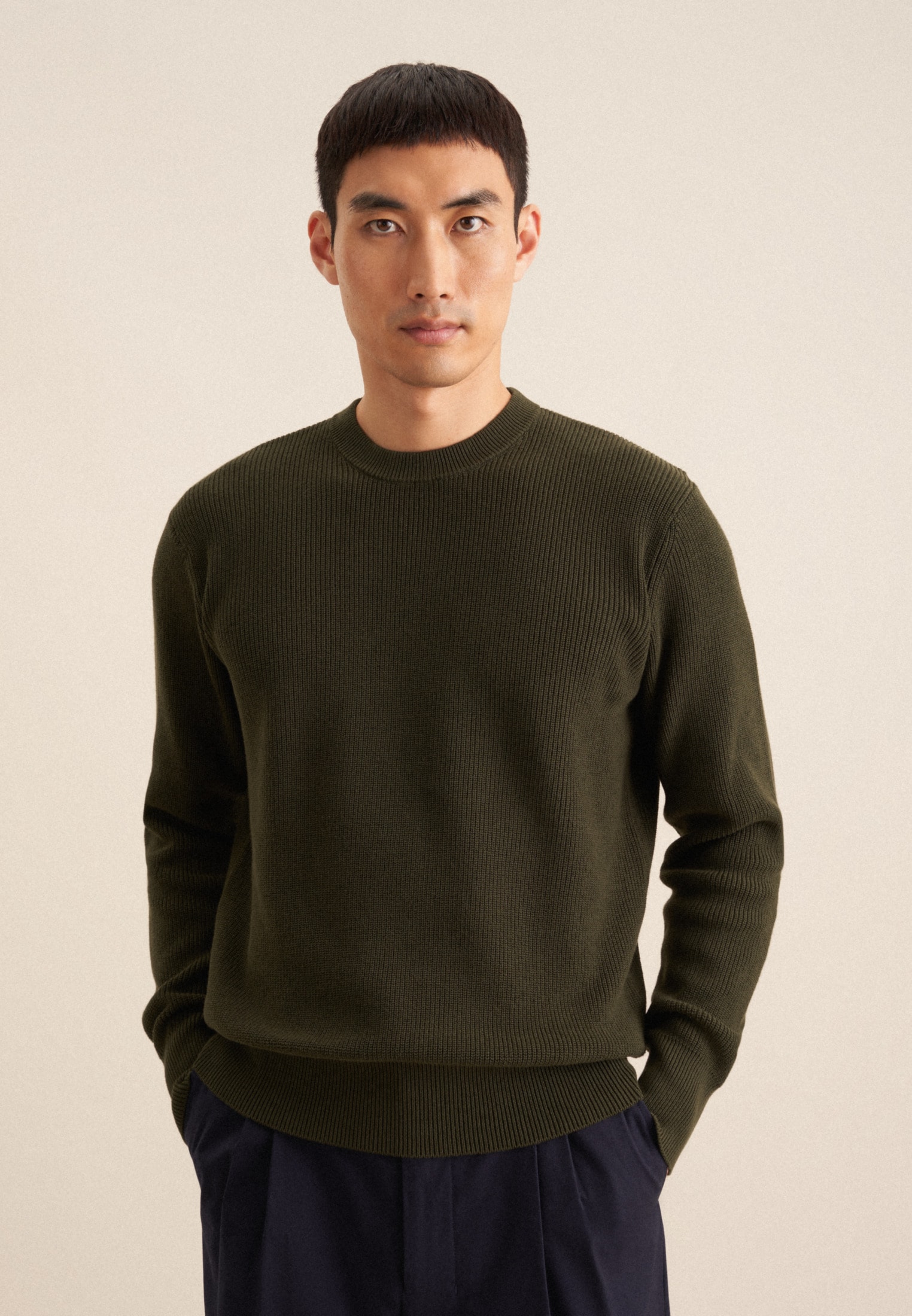 seidensticker Strickpullover »Schwarze Rose« 1/1 Rundhals Uni