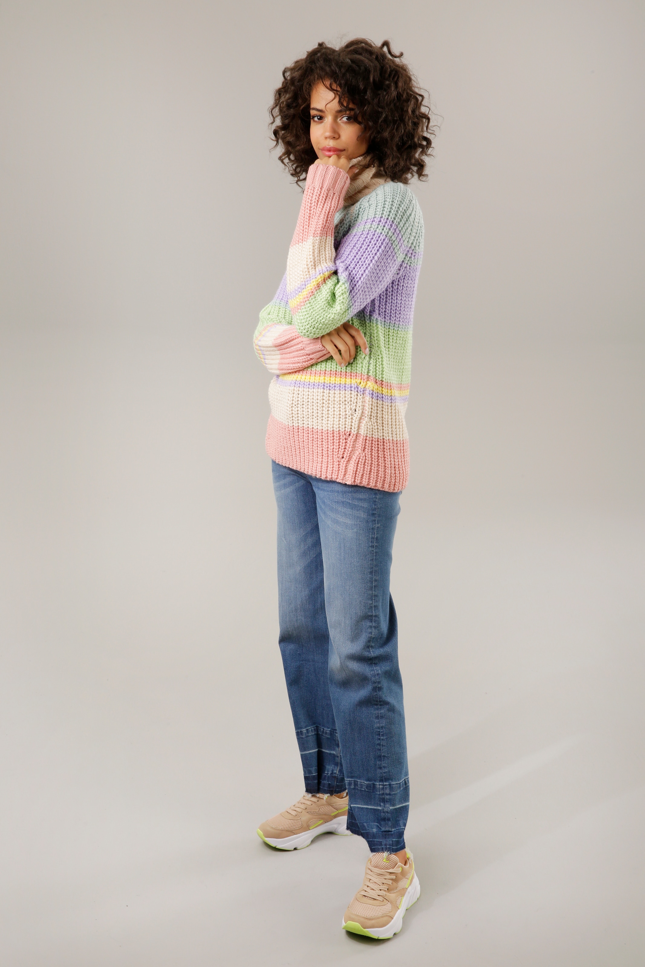 Aniston CASUAL Strickpullover, im farbharmonischem Schweiz Streifen-Dessin online bei shoppen Jelmoli-Versand