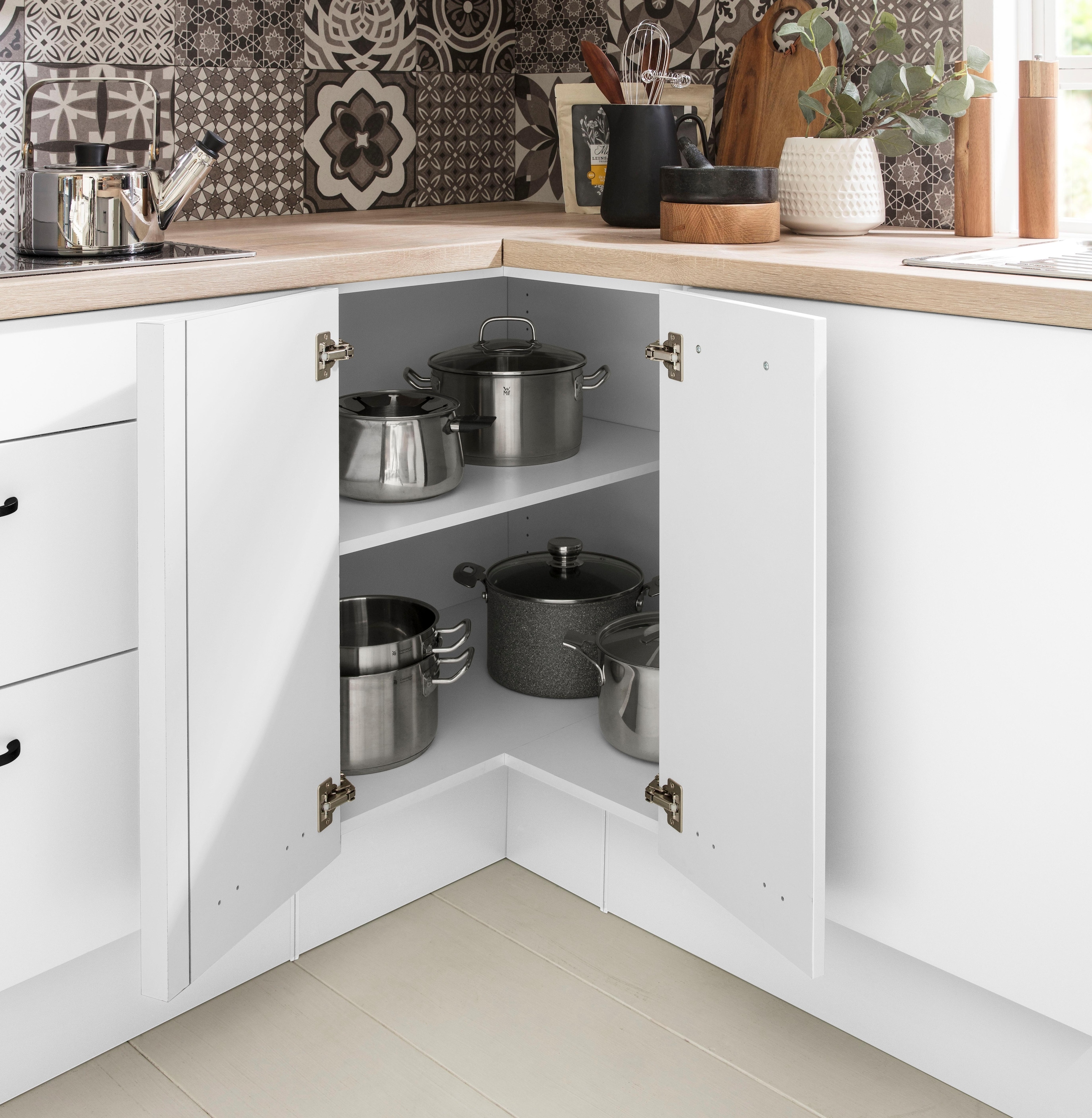 OPTIFIT Eckunterschrank »Elga«, mit Soft-Close-Funktion, höhenverstellbaren Füsse, Breite 90x90 cm