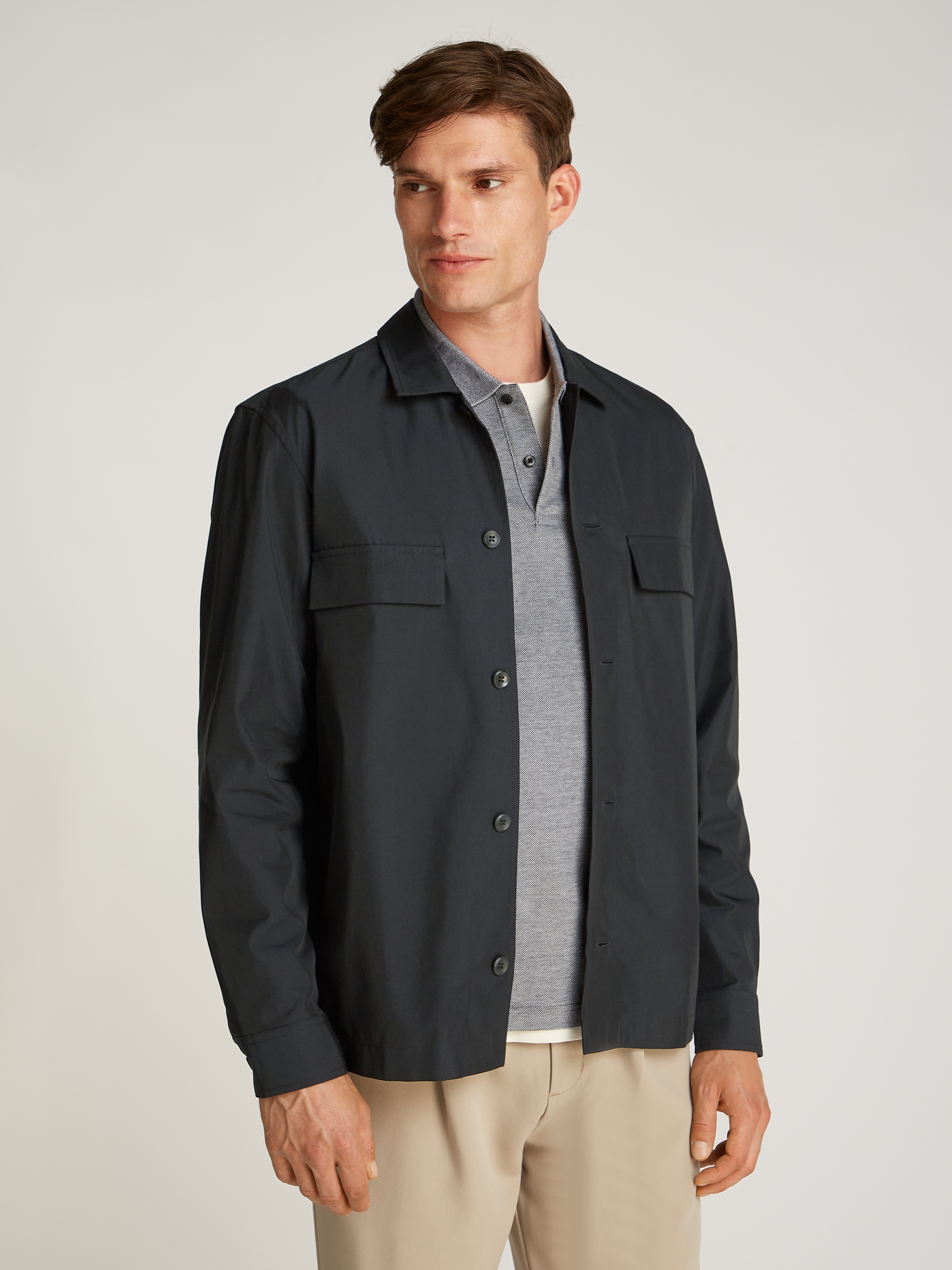 Calvin Klein Langarmhemd »COTTON BLEND OVERSHIRT« mit Logoprint