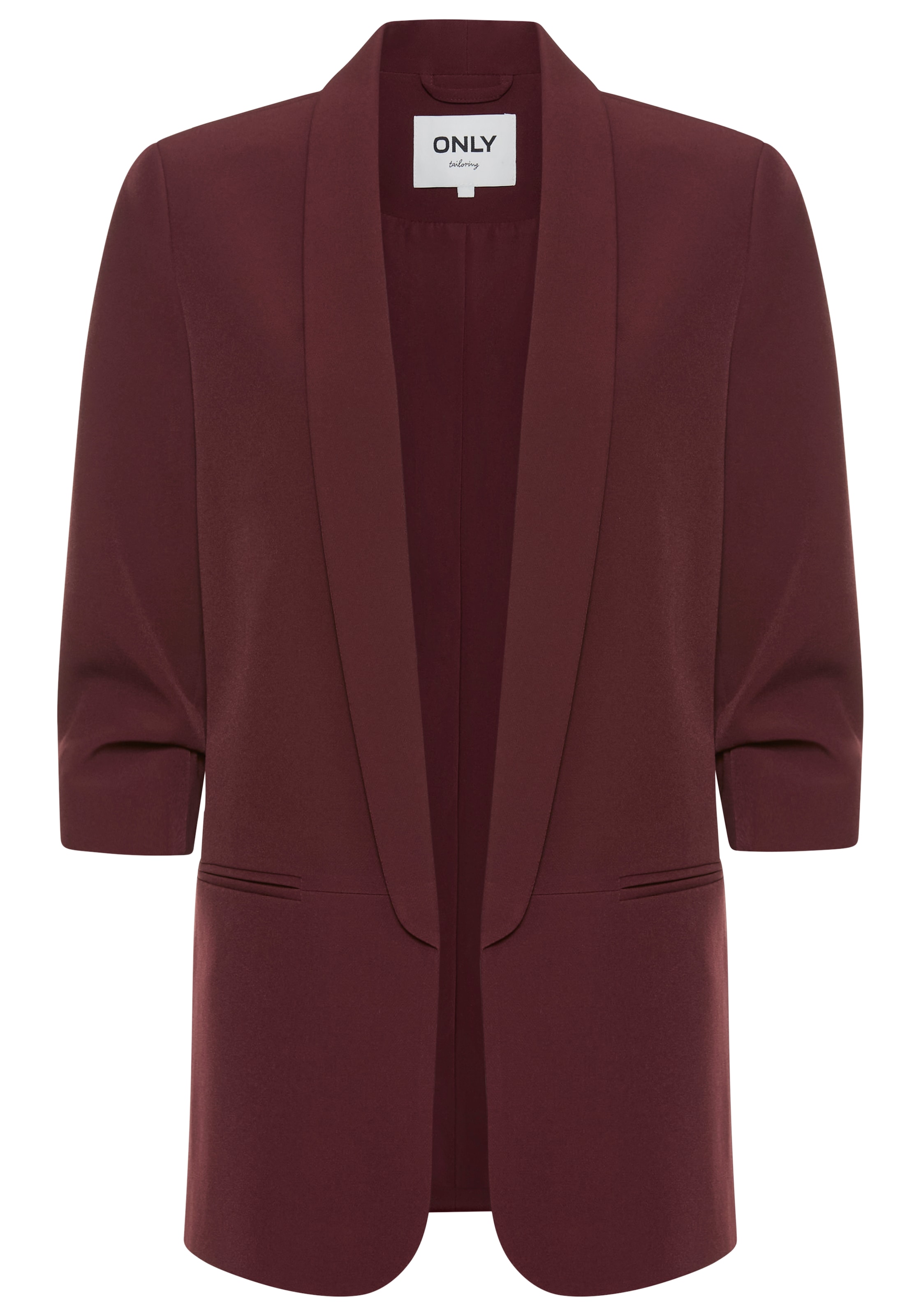 ONLY Kurzblazer »ONLELLA – Femininer Blazer mit 3/4-Ärmeln und Raffung«, regular fit, casual, Web, Kunstfaser, V-Ausschnitt