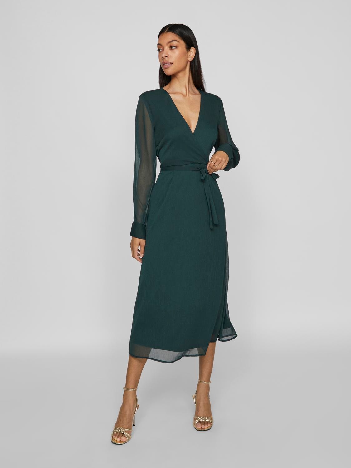 Chiffonkleid »VIFALIA V-NECK L/S MIDI DRESS - NOOS«