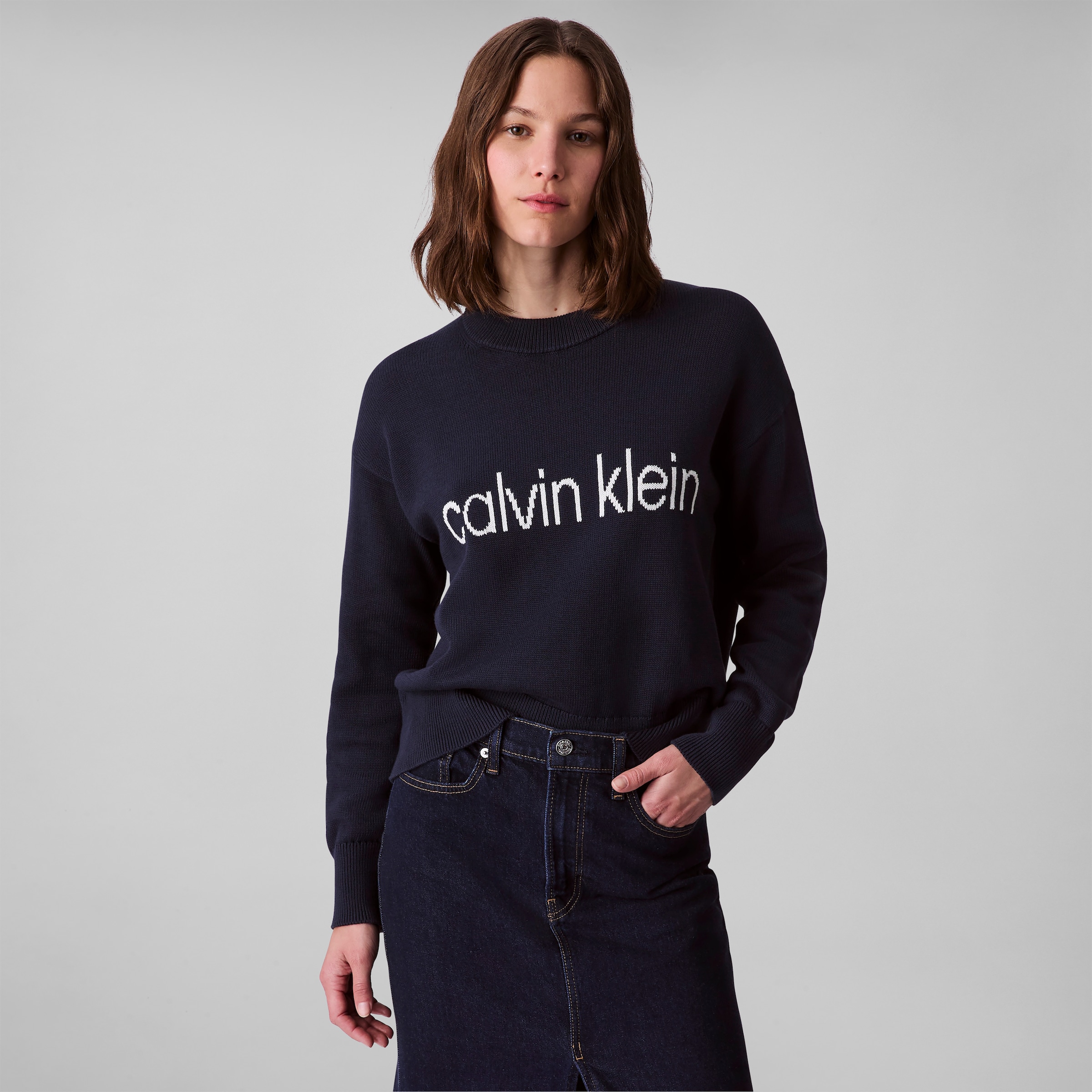 Calvin Klein Jeans Strickpullover »Cotton Graphic Pullover« Mit Rundhalsausschnitt