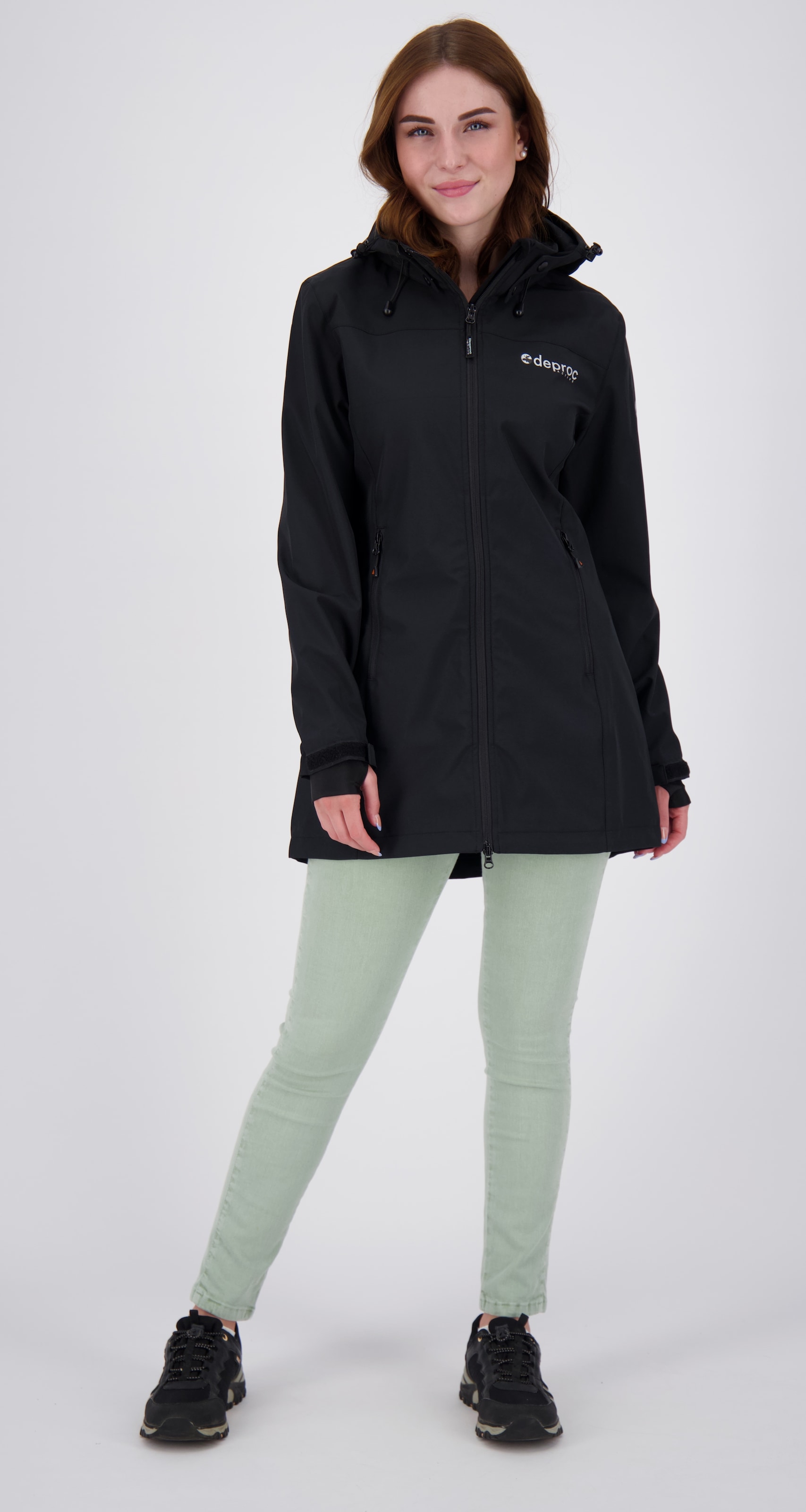 DEPROC Active Softshellmantel »CAVELL LONG WOMEN«, auch in Grossen Grössen erhältlich
