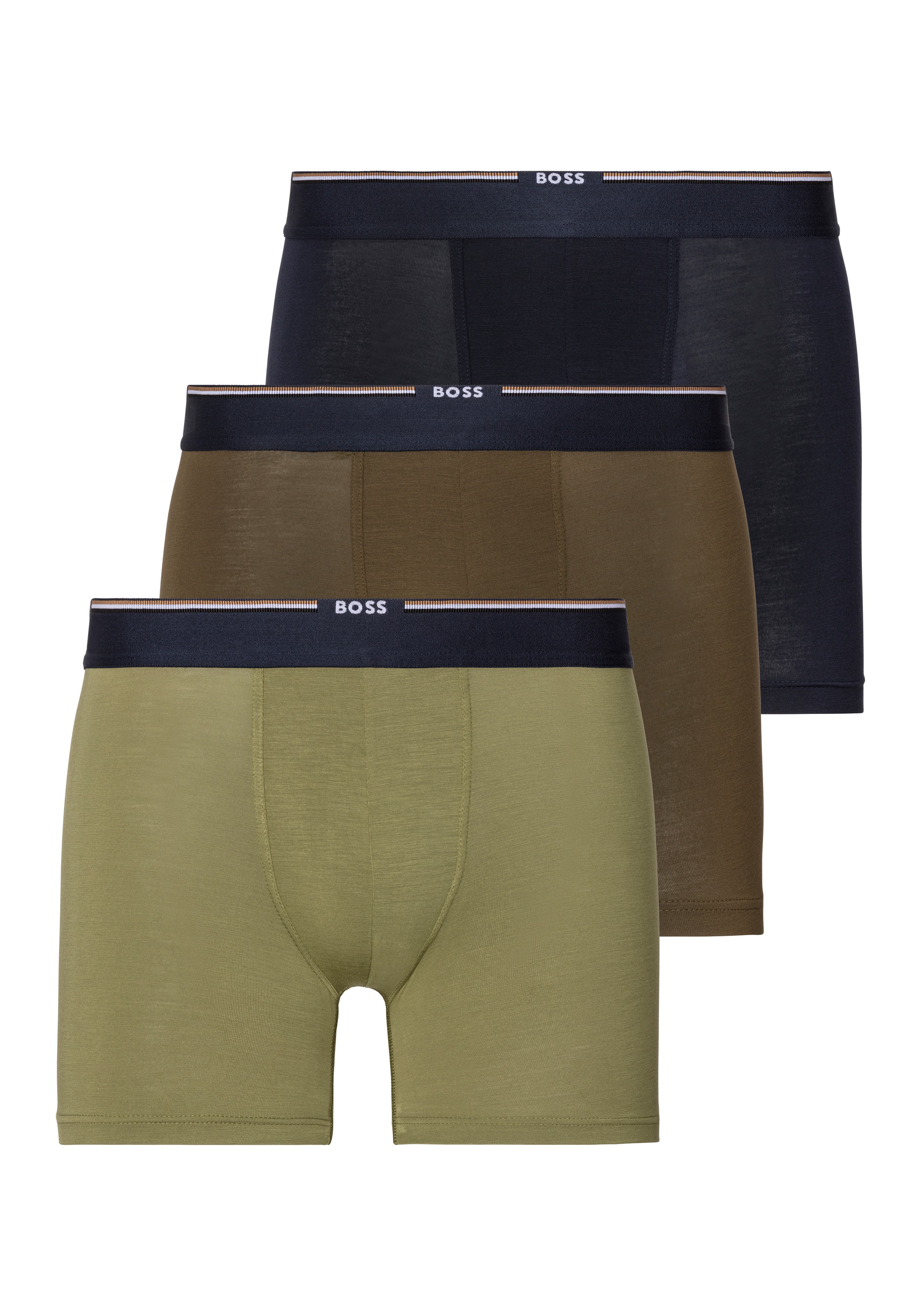 BOSS Boxer »Boxer Brief 3P Bamboo« Packung, 3 Stk. mit Logoschriftzug auf dem Bund
