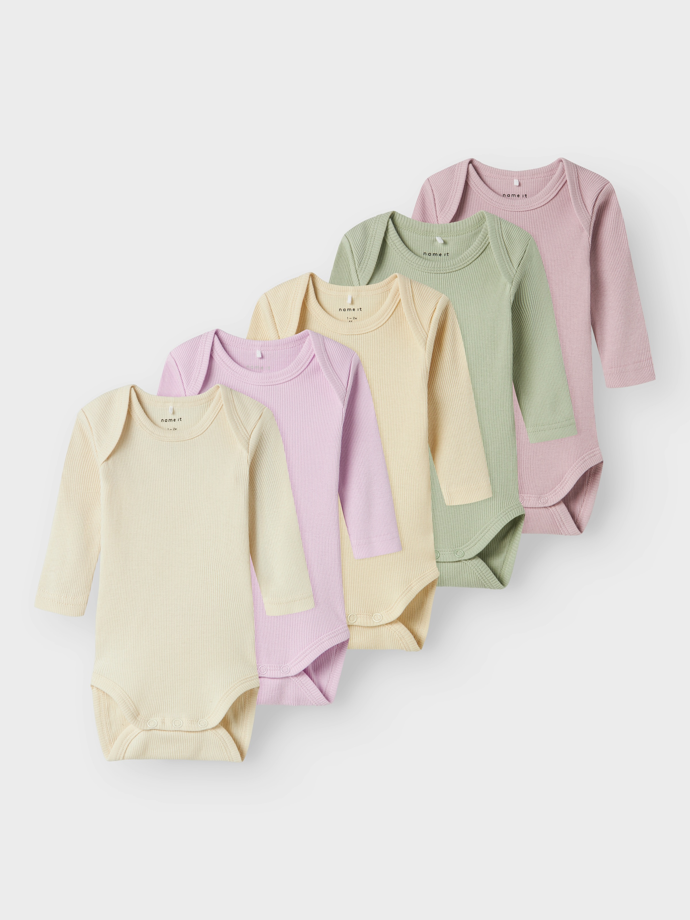 Name It Langarmbody »NBNBODY für Mädchen und Jungen mit Rippstruktur und Komfort« Packung, 5 Stk. unifarben, casual, regular fit, Baumwolle, Rundhals
