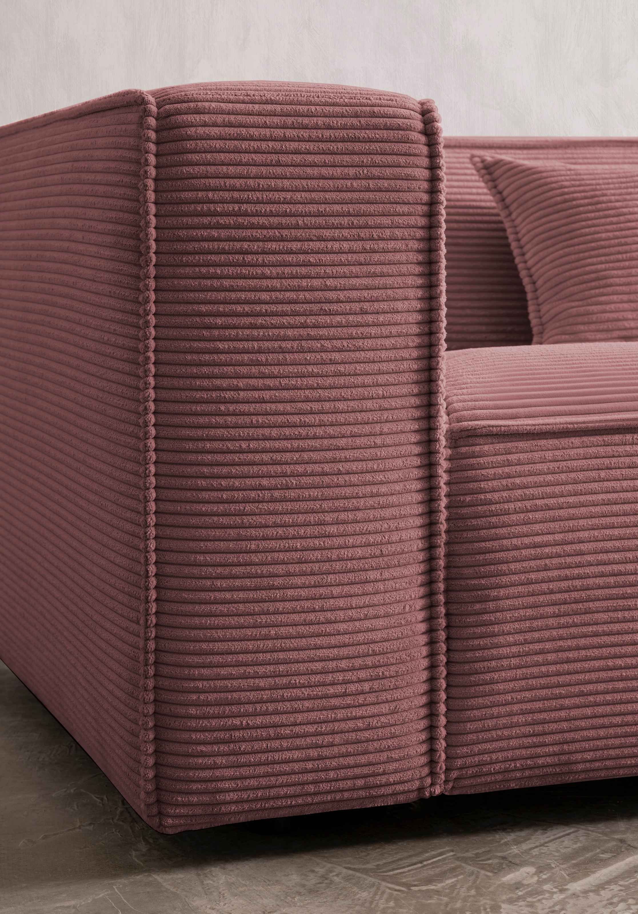 LeGer Home by Lena Gercke 3-Sitzer »PIARA, Couch mit Kedernaht, Sofa in Cord oder Leinenoptik«, schwarze Füsse, bequemer Sitzkomfort
