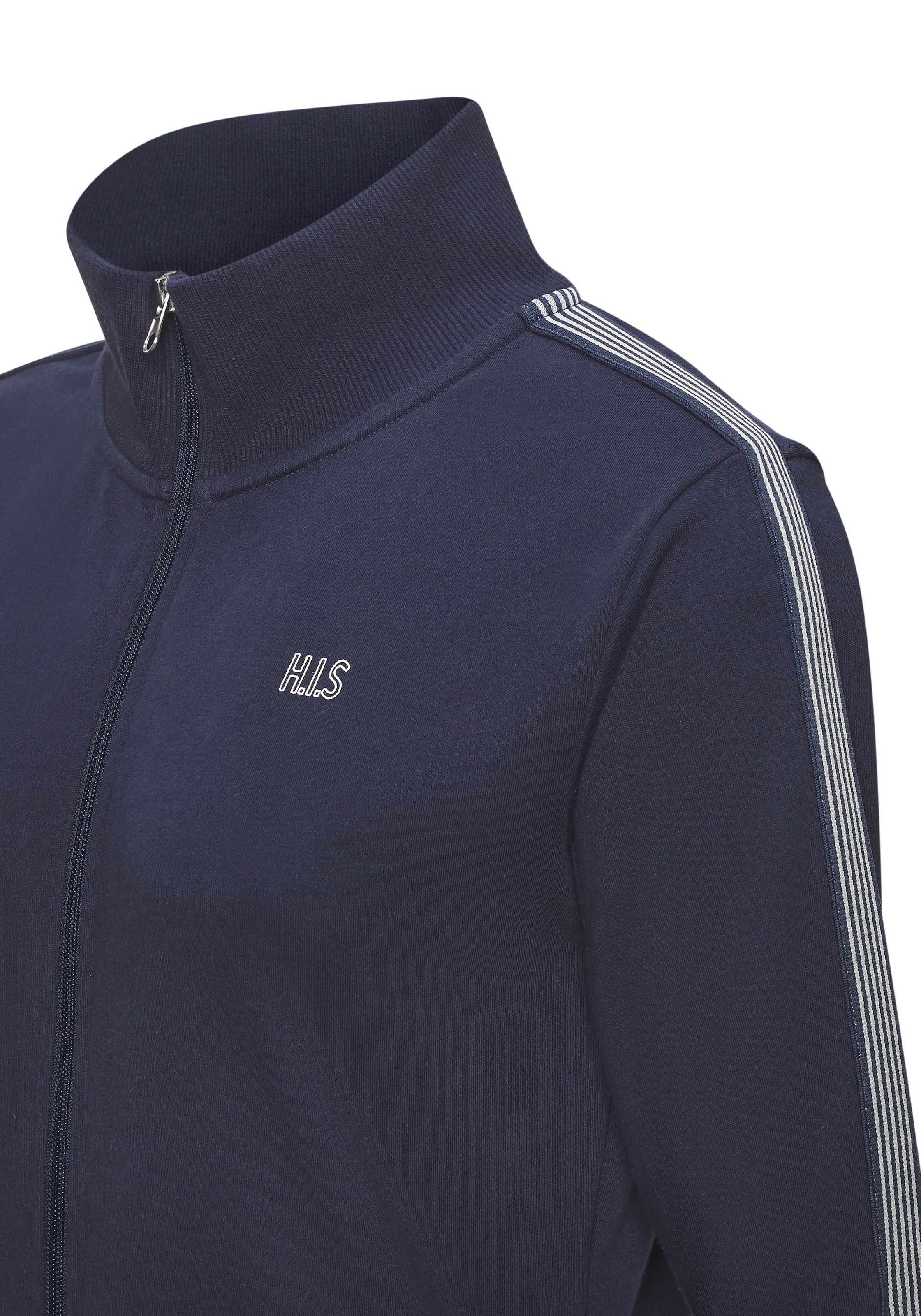 H.I.S Sweatjacke, mit gestreiftem Tape an den Ärmeln, Loungewear