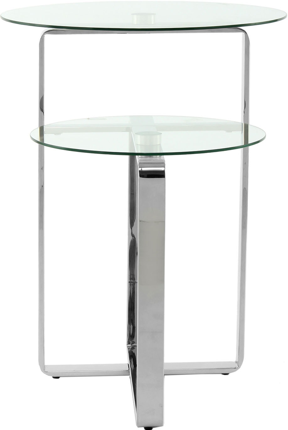 Kayoom Beistelltisch "Catrice 125, Ausgefallenes Gestell aus stabilem Edelstahl" 1 Stk. tlg. ausgefallenes Gestelldesign aus Edelstahl, zwei Ablageflächen