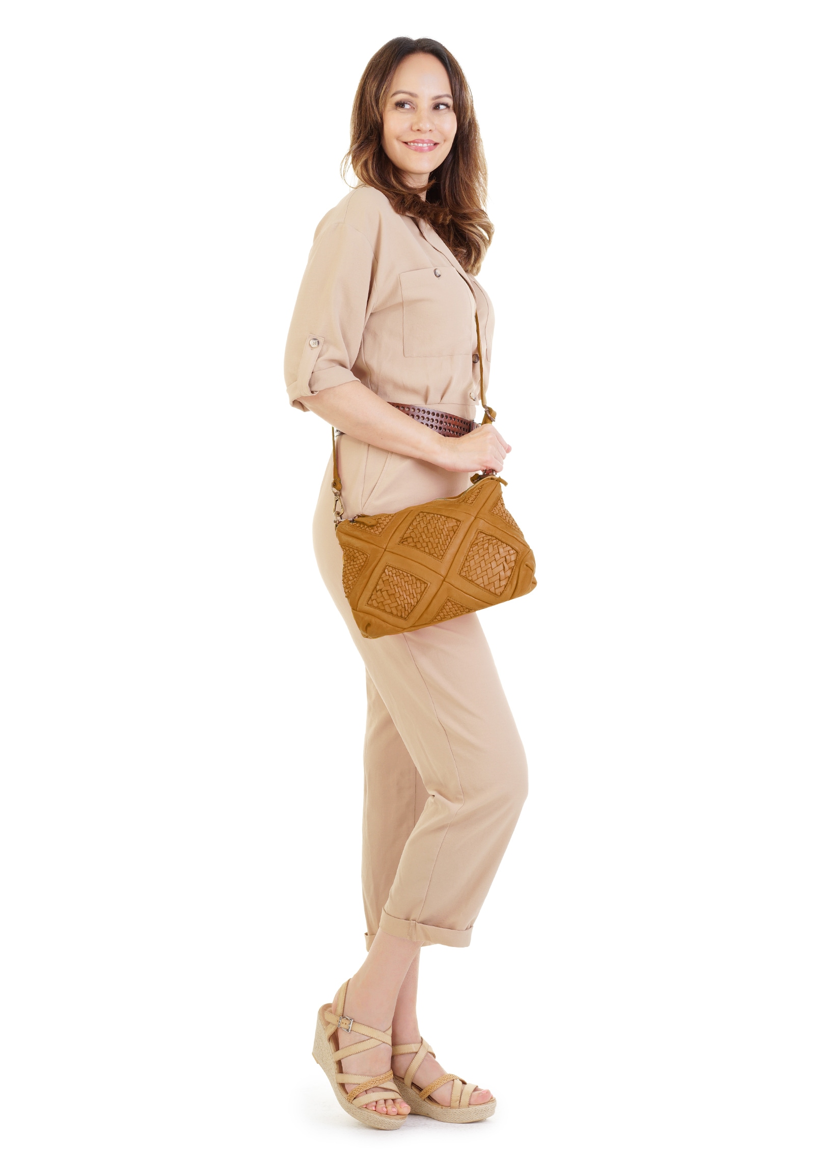 Samantha Look Umhängetasche, echt Leder, Made in Italy