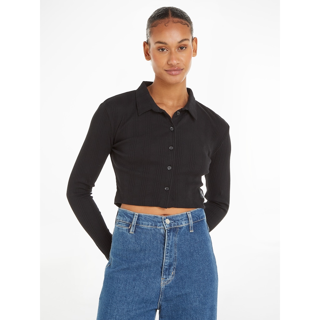 Calvin Klein Jeans Strickjacke »BADGE ELONGATED RIB SHIRT«