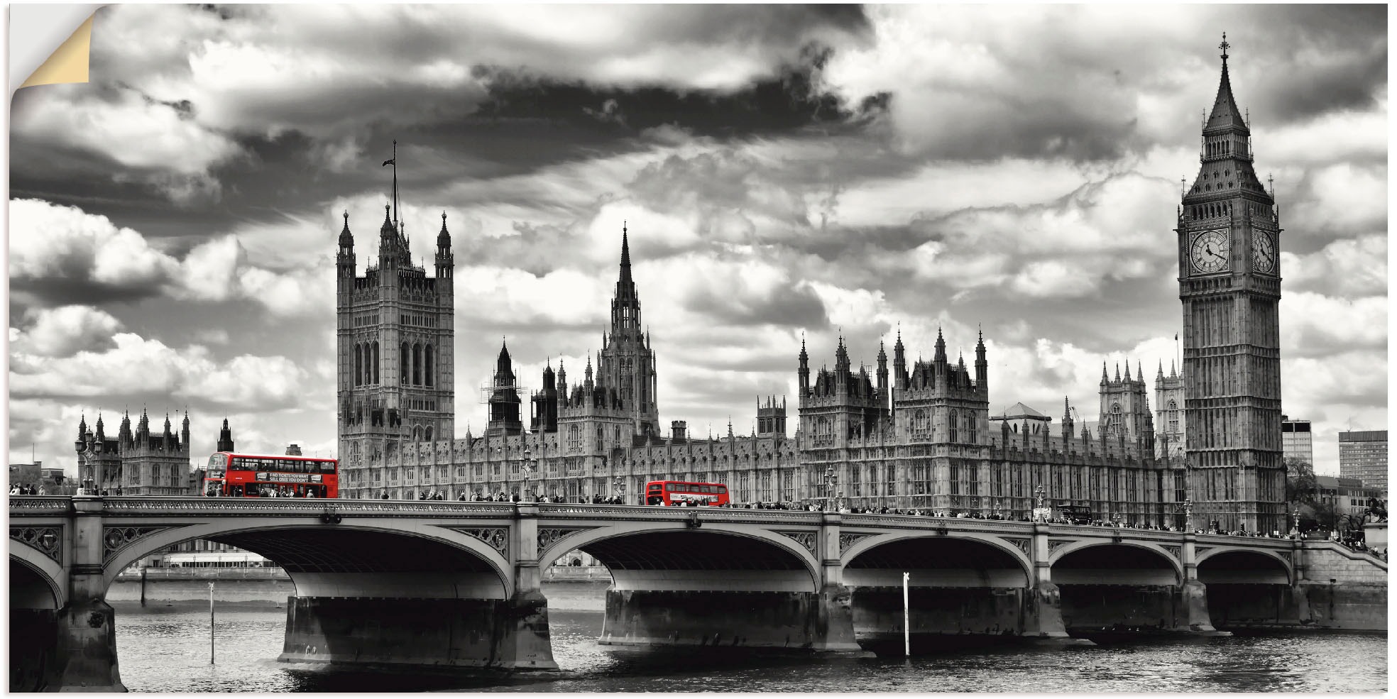 Artland Wandbild »London Westminster Bridge & Red Buses«, Grossbritannien, (1 St.), als Leinwandbild, Poster, Wandaufkleber in verschied. Grössen