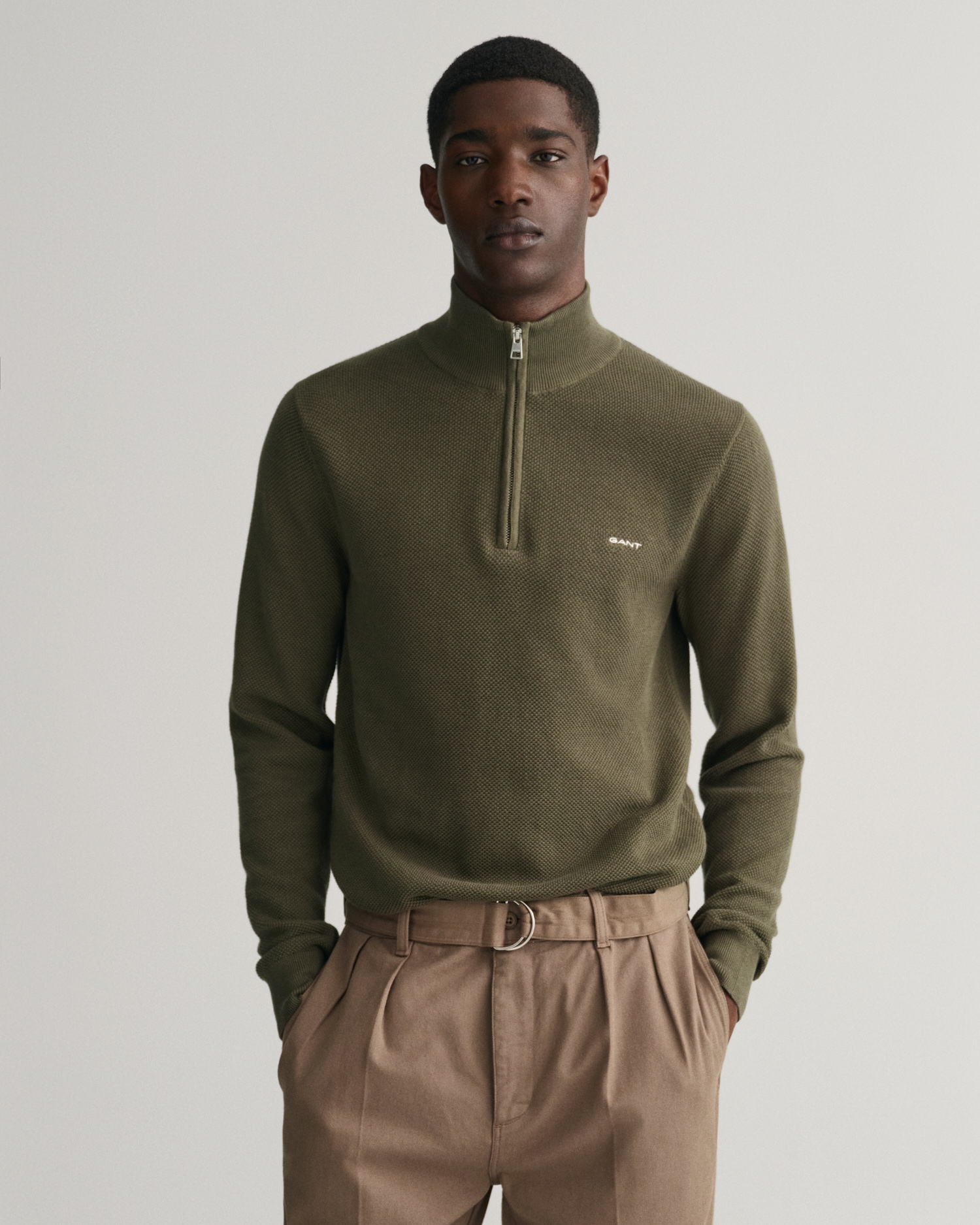 Gant Troyer »COTTON PIQUE HALF ZIP«, mit Piqué-Struktur