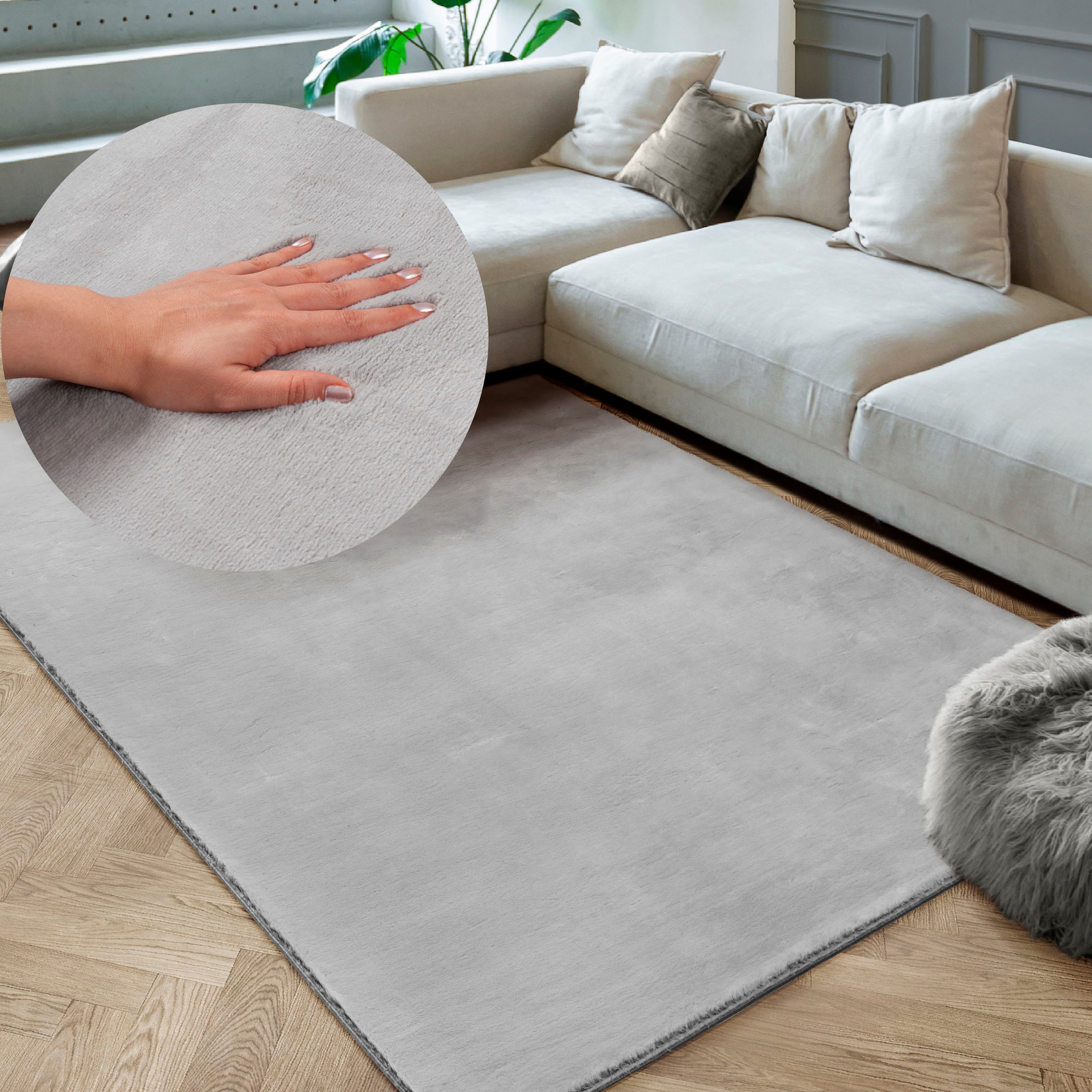 merinos Teppich »Maximo 30«, rechteckig, 16 mm Höhe, weicher dichter Kurzflor, Kunstfellteppich, Fell Haptik, Wohnzimmer