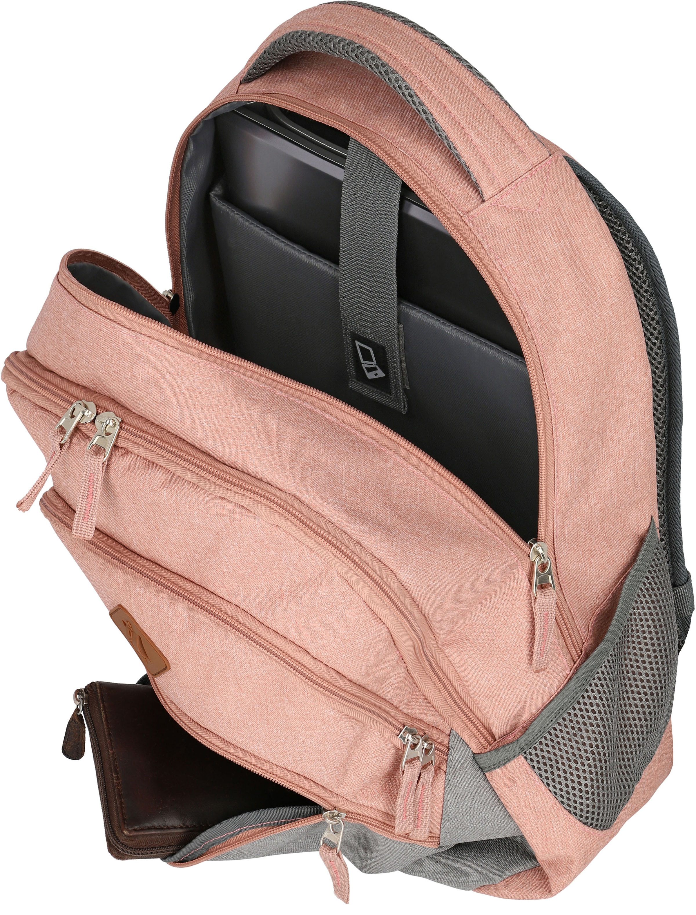 travelite Laptoprucksack »BASICS Melange, hellgrau«, Freizeitrucksack Arbeitsrucksack Schulrucksack Reiserucksack