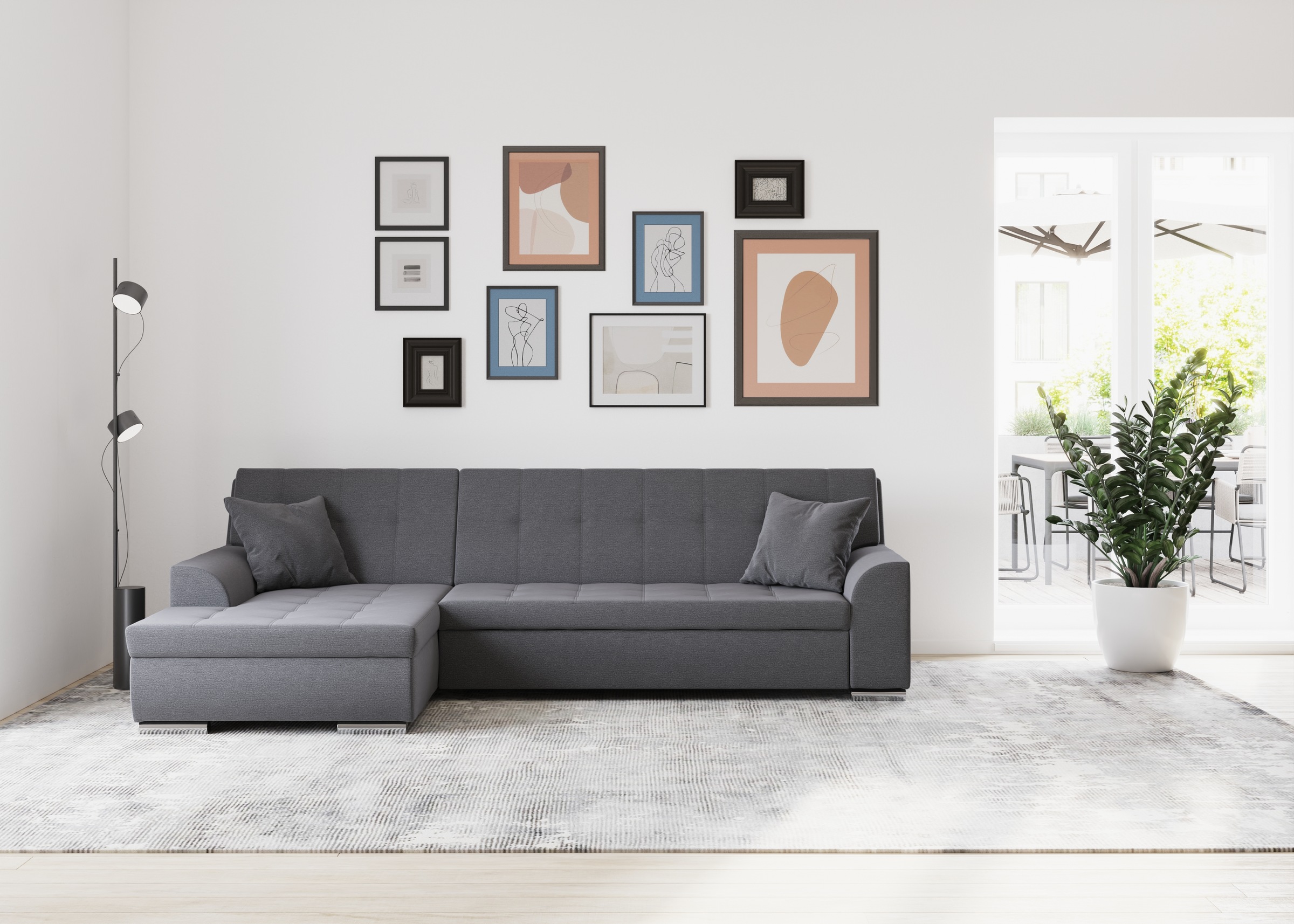 DOMO collection Ecksofa Treviso, wahlweise mit Bettfunktion, incl. Zierkissen