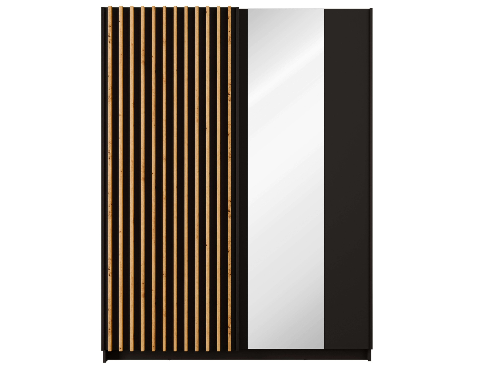 Home affaire Kleiderschrank »Kleiderschrank Camden mit Spiegel, 4 Einlegeböden und Kleiderstange«, Garderobe mit 2 Schwebetüren und Lamellen, BxHxT 150,5x198,5x61,6 cm
