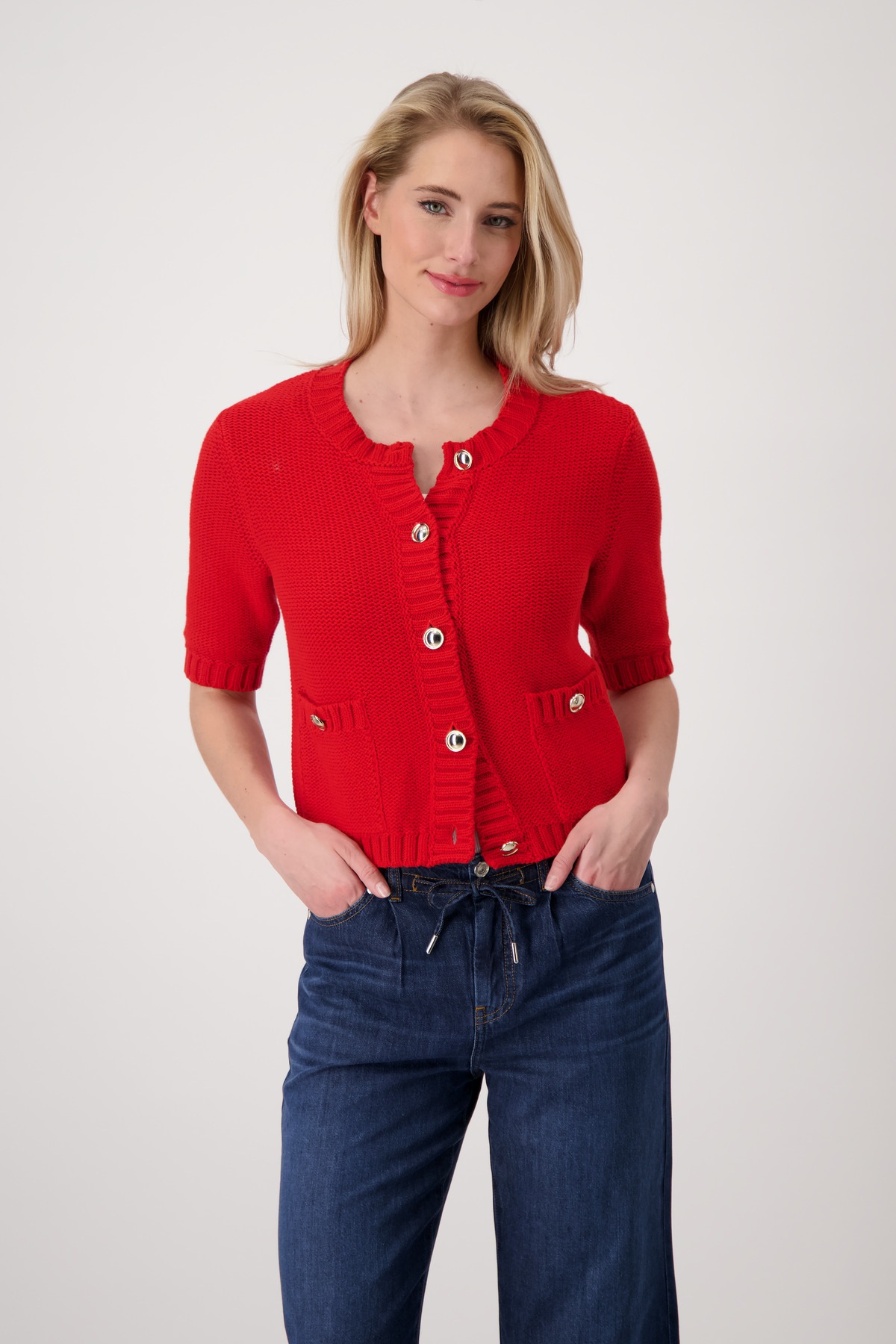 Monari Strickjacke mit kurzen Ärmeln