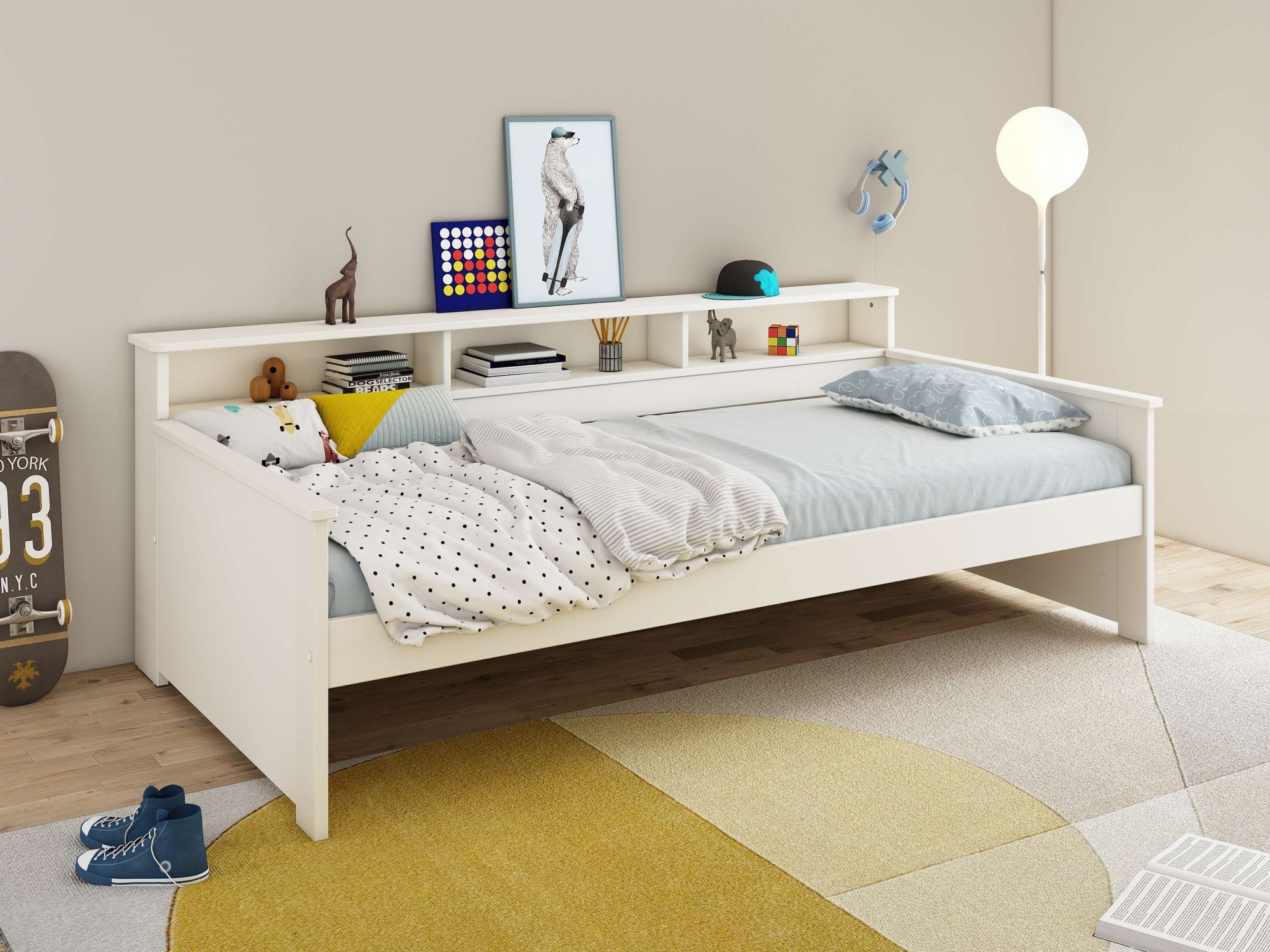 GOODproduct Jugendbett »KERO, Daybed, Stauraumbett, platzsparend, Stauraum, 90x200cm« zertifiziertes Massivholz, mit Ablagefächern, Schublade optional