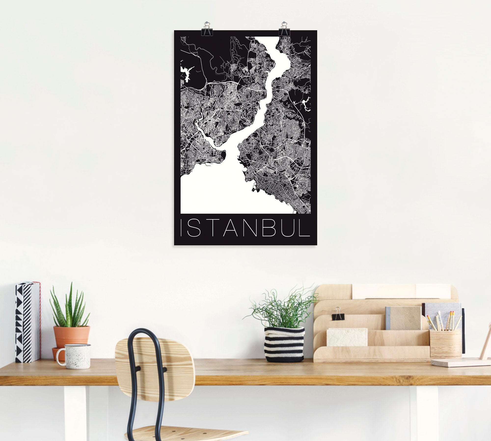 Artland Poster »Retro Karte Istanbul Schwarz & Weiss«, Landkarten, (1 St.), als Alubild, Leinwandbild, Wandaufkleber oder Poster in versch. Grössen