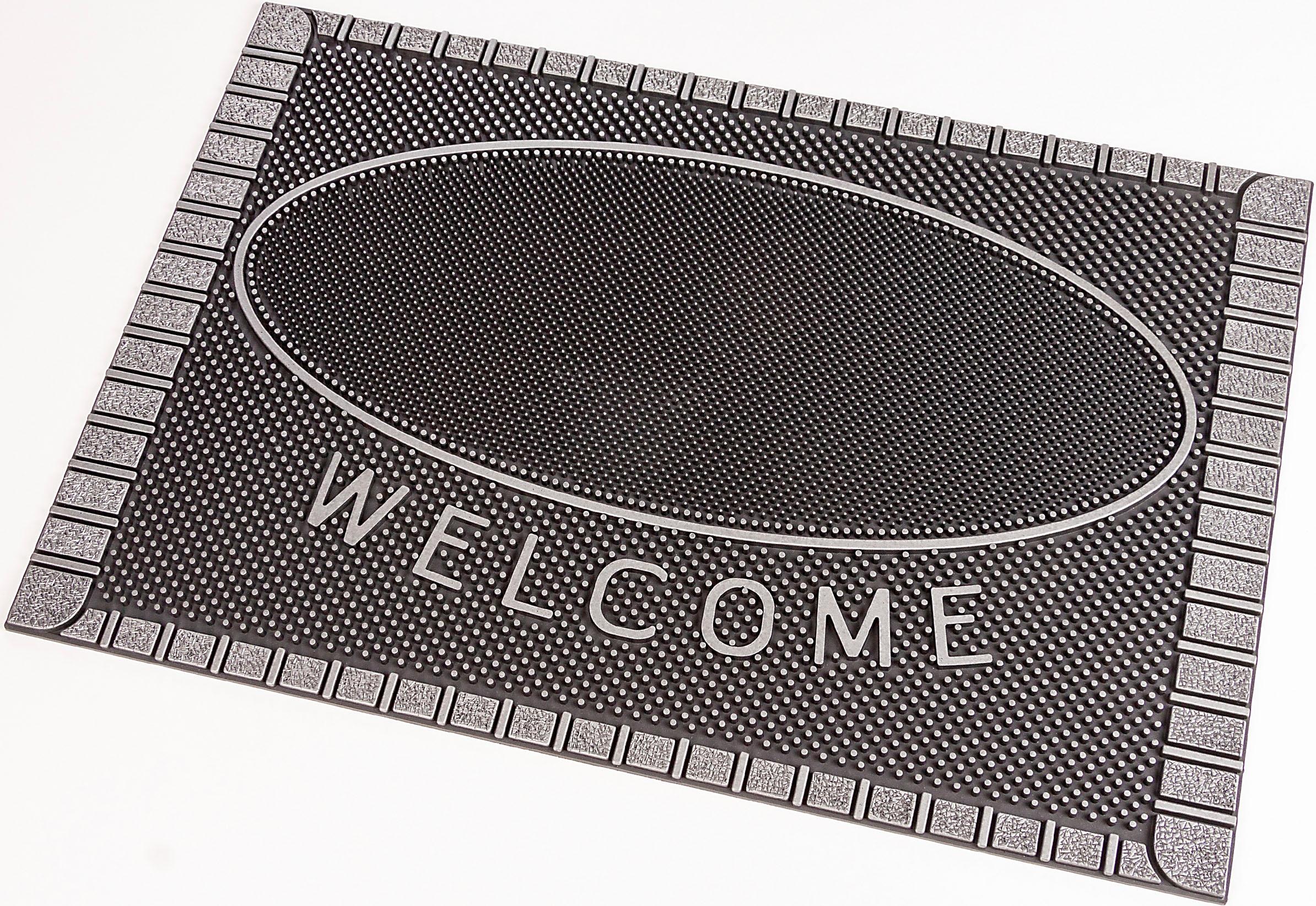 Home2Fashion Fussmatte »SC Clean Welcome«, rechteckig, 8 mm Höhe, Schmutzfangmatte, mit Spruch, robust, In- und Outdoor geeignet