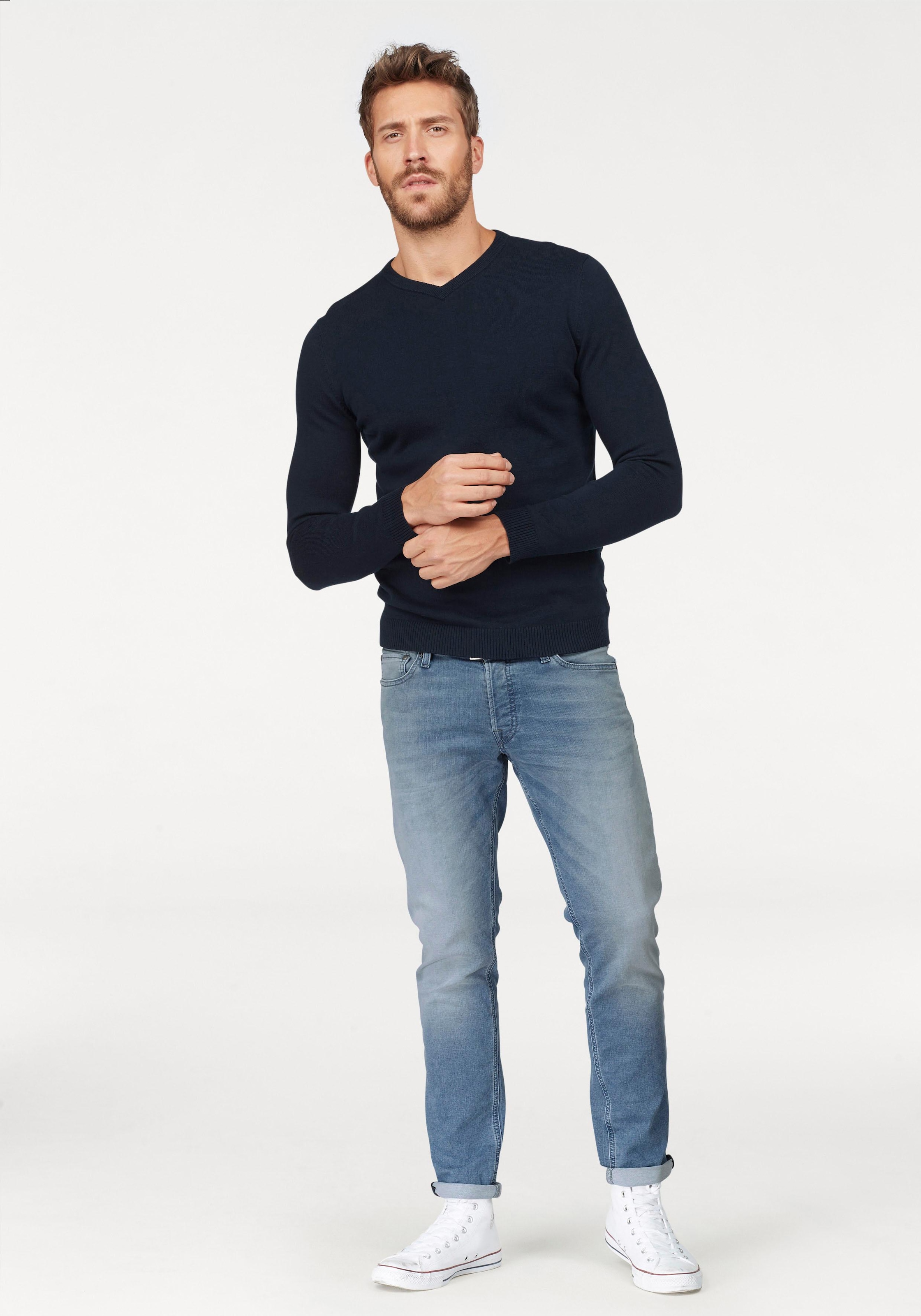 Jack & Jones V-Ausschnitt-Pullover »JJEBASIC KNIT V-NECK«