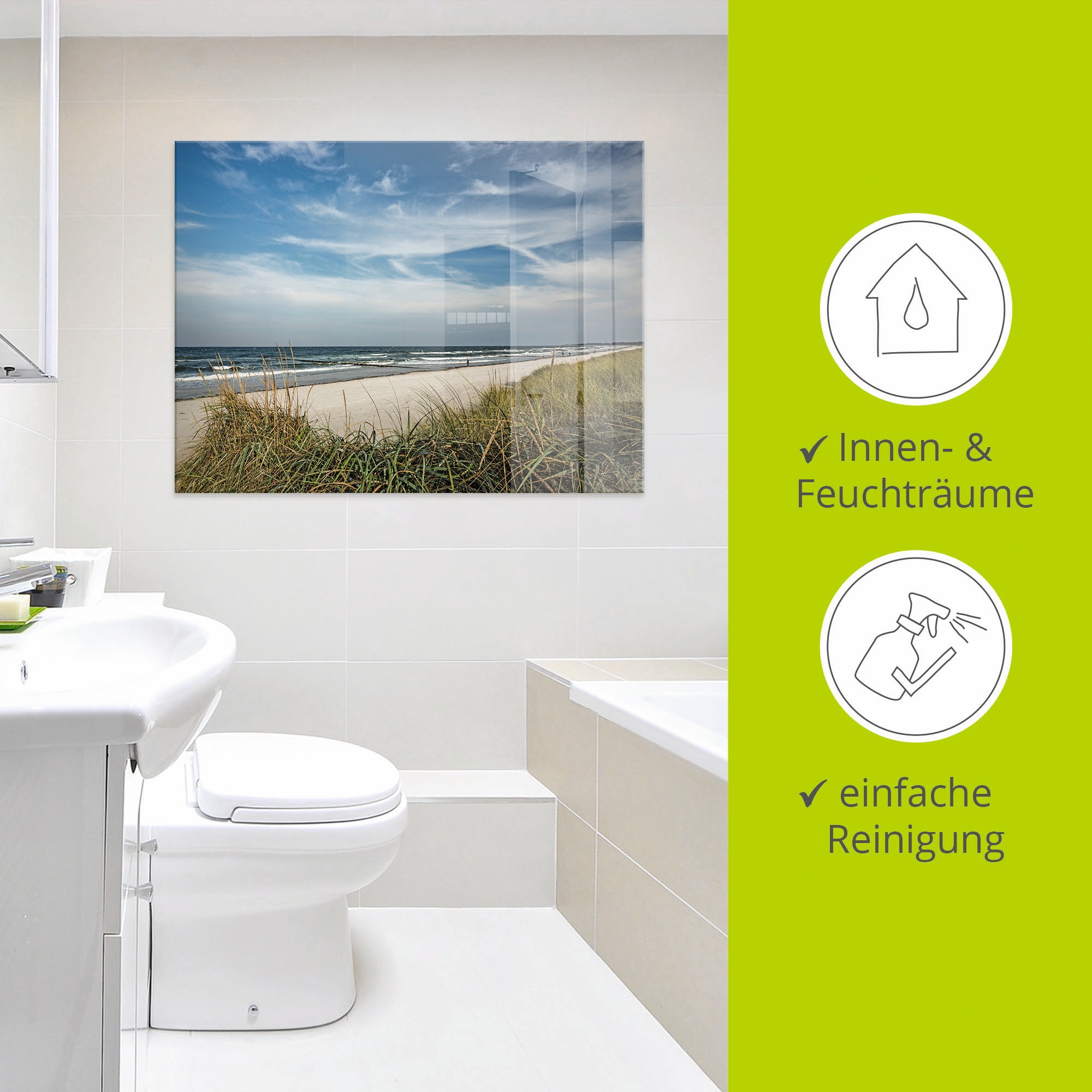 Artland Glasbild »Urlaubsfeeling Strand«, Strand, (1 St.), in verschiedenen Grössen