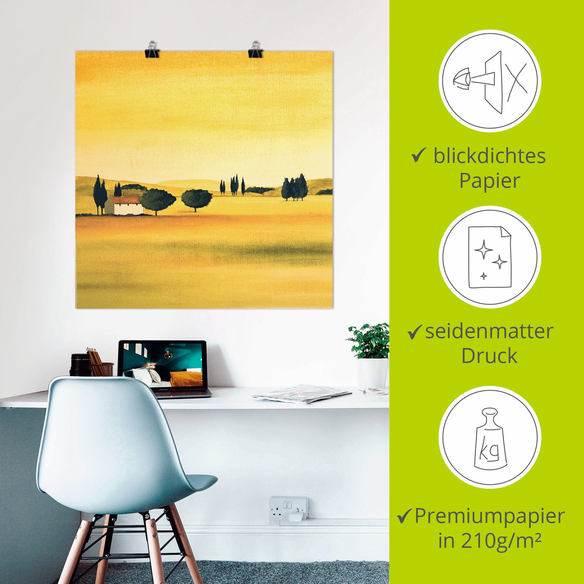 Artland Poster »Sonniger Tag I«, Felder, (1 St.), als Leinwandbild, Wandaufkleber oder Poster in versch. Grössen