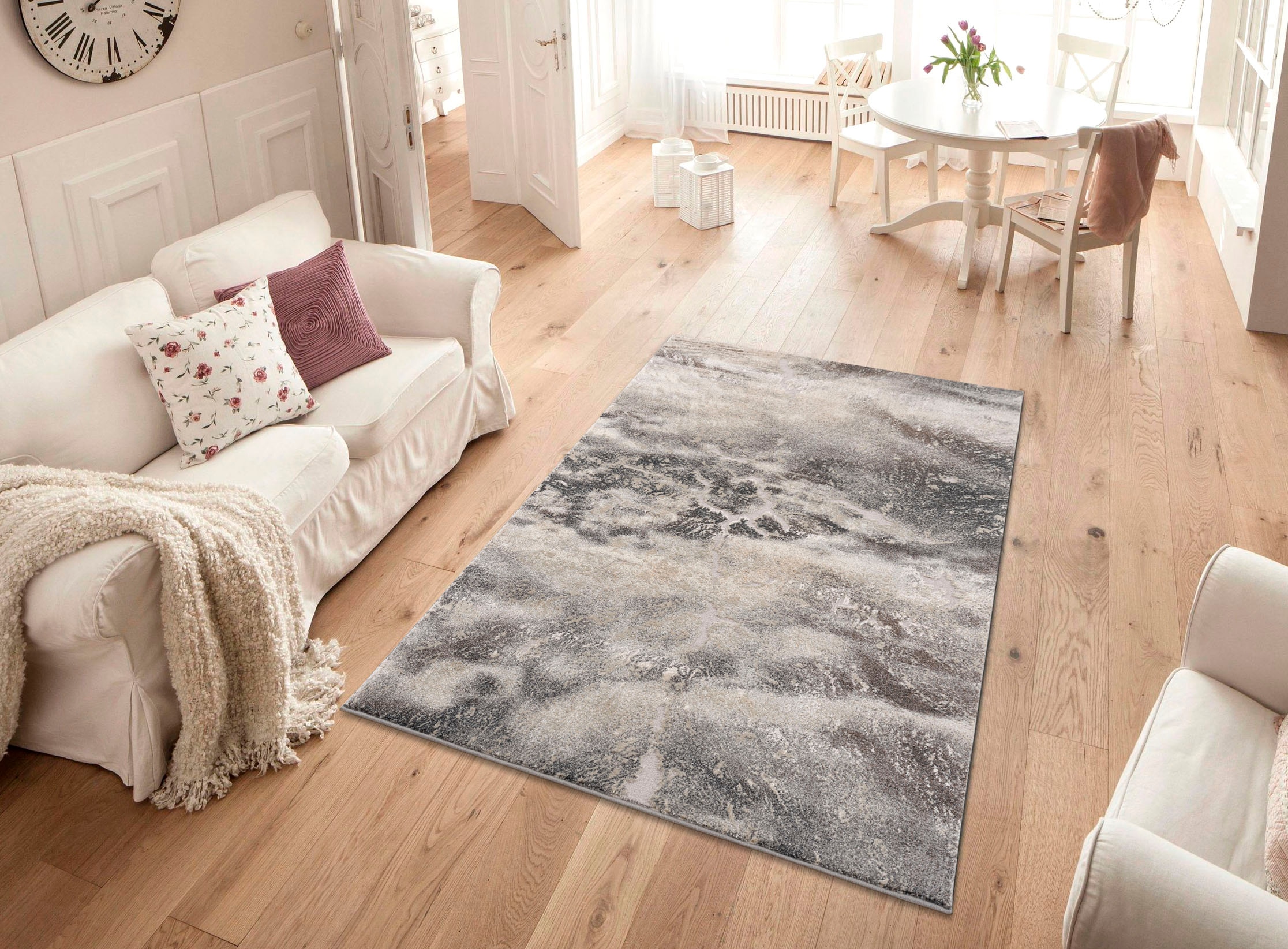 my home Teppich »Marmor«, rechteckig, Teppich in moderner Marmor Optik,  Hoch Tief Effekt, flach, einfarbig online bestellen | Jelmoli-Versand
