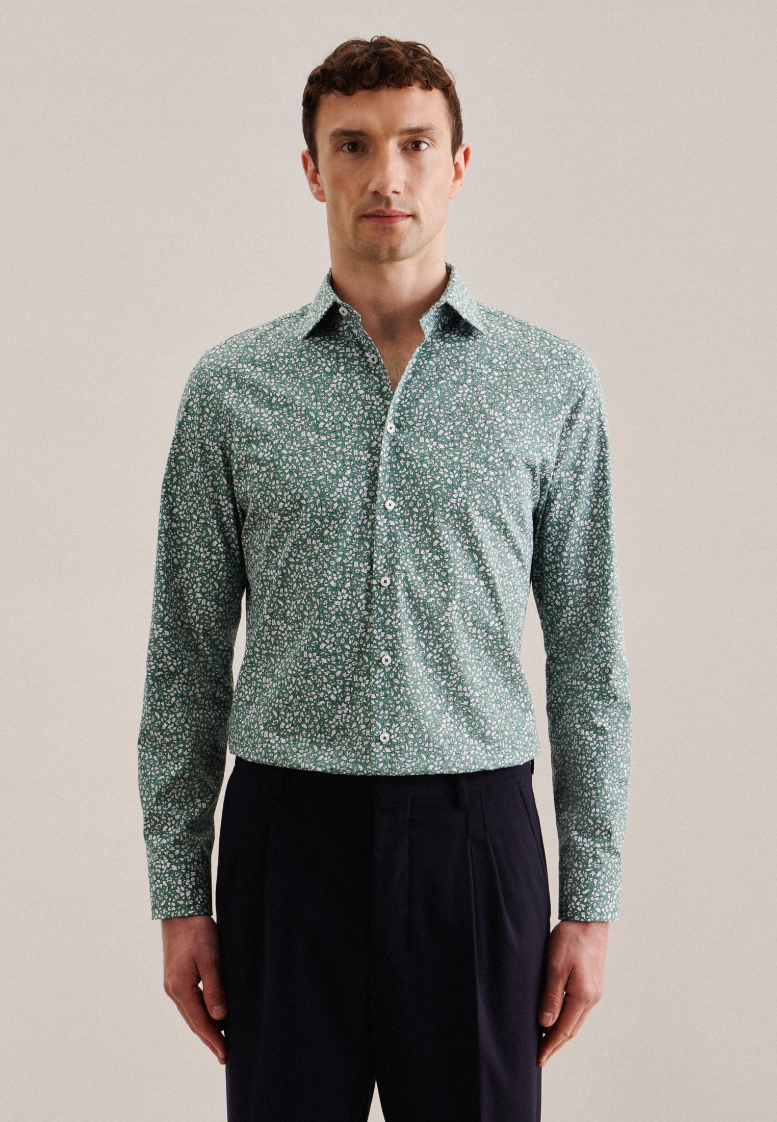 seidensticker Businesshemd »Slim« Slim 1/1 Kentkragen Floral