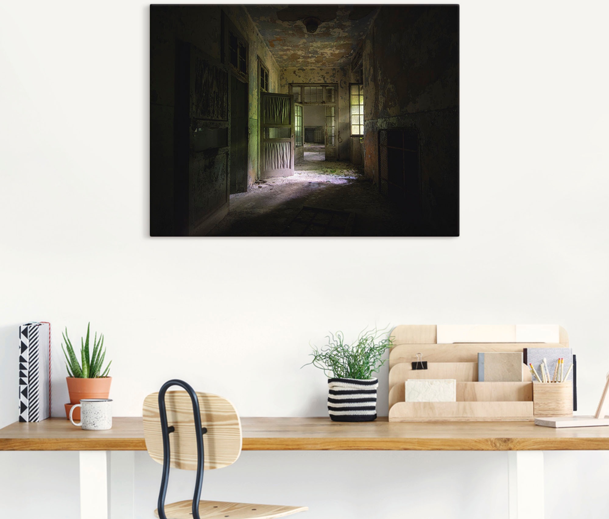 Artland Wandbild »Lost Place Düsterer Flur Türen Gang«, Fenster & Türen, (1 St.), als Alubild, Outdoorbild, Leinwandbild, Poster in verschied. Grössen