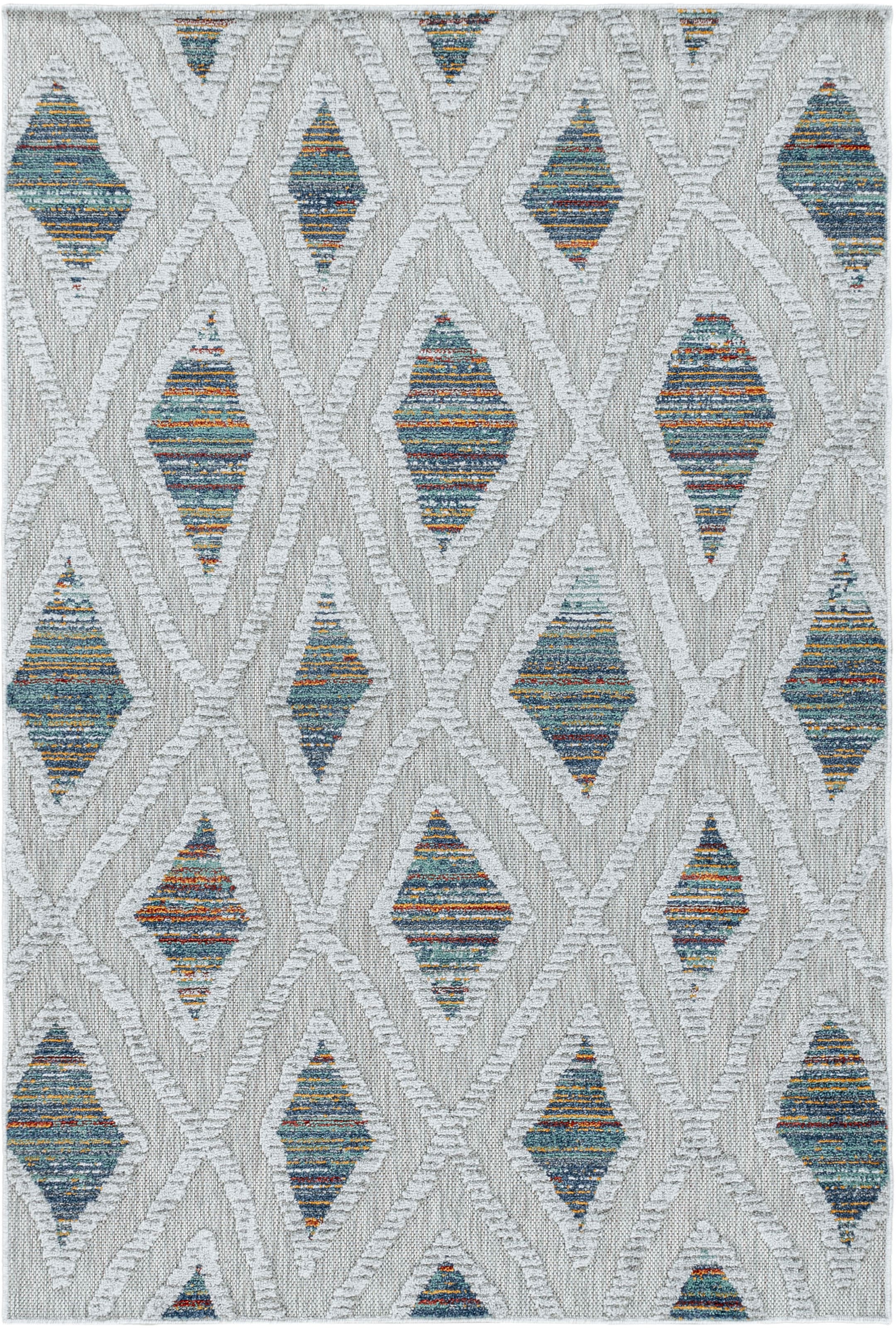 Ayyildiz Teppiche Teppich »BAHAMA 5157«, rechteckig, 8 mm Höhe, Läufer, Flachflor mit Hoch-Tief-Struktur, In-und Outdoor geeignet