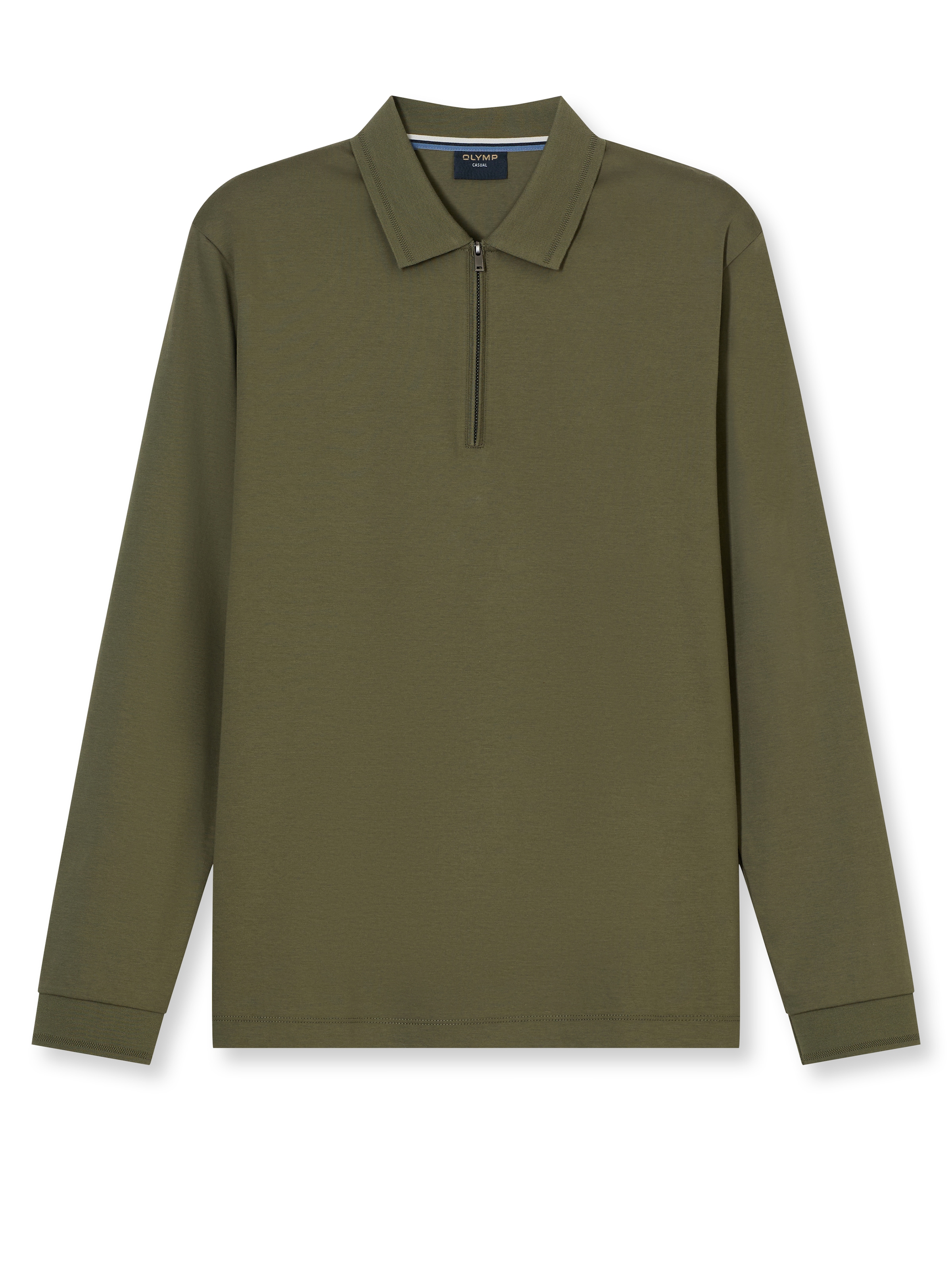 OLYMP Langarm-Poloshirt unifarben, Polokragen, regular fit, casual