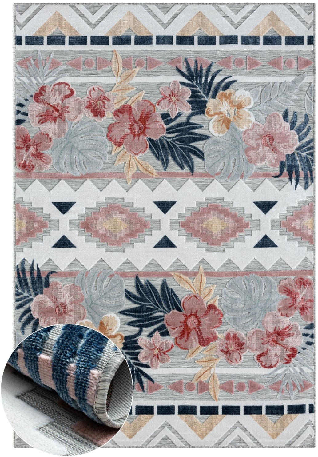 Myflair Möbel & Accessoires Teppich »Lotus, LAGERRÄUMUNG!«, rechteckig, 8 mm Höhe, florales Design, Blumen Motiv, Outdoor geeignet, Balkon, Terrasse
