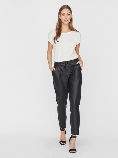 Vero Moda Lederimitathose »VMEVA MR LOOSE STRING COATED PNT«