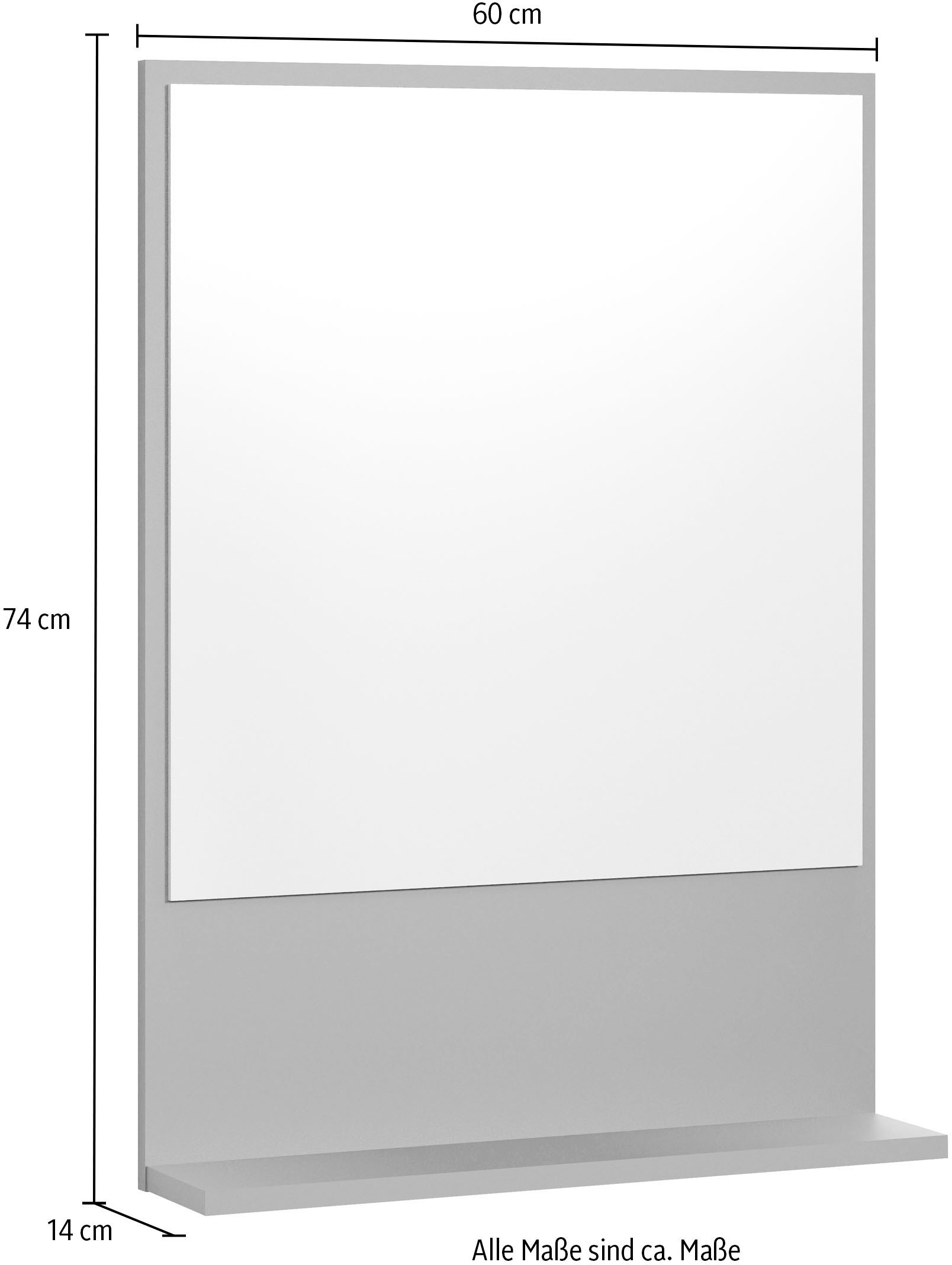 welltime Badspiegel »Amrum«, Wandspiegel mit Ablage - (B/T/H) wahlweise 60 bis 80/14/74 cm
