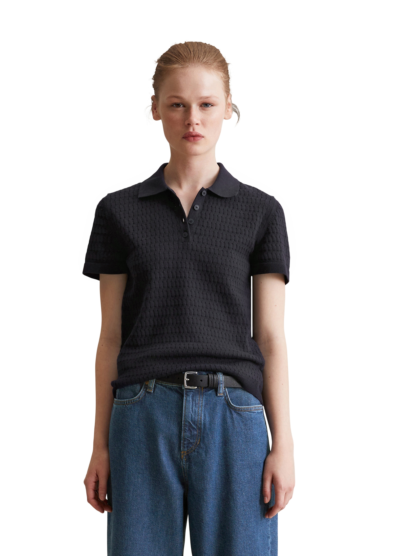 Marc O'Polo DENIM Poloshirt aus Strick, modisches Muster, regular